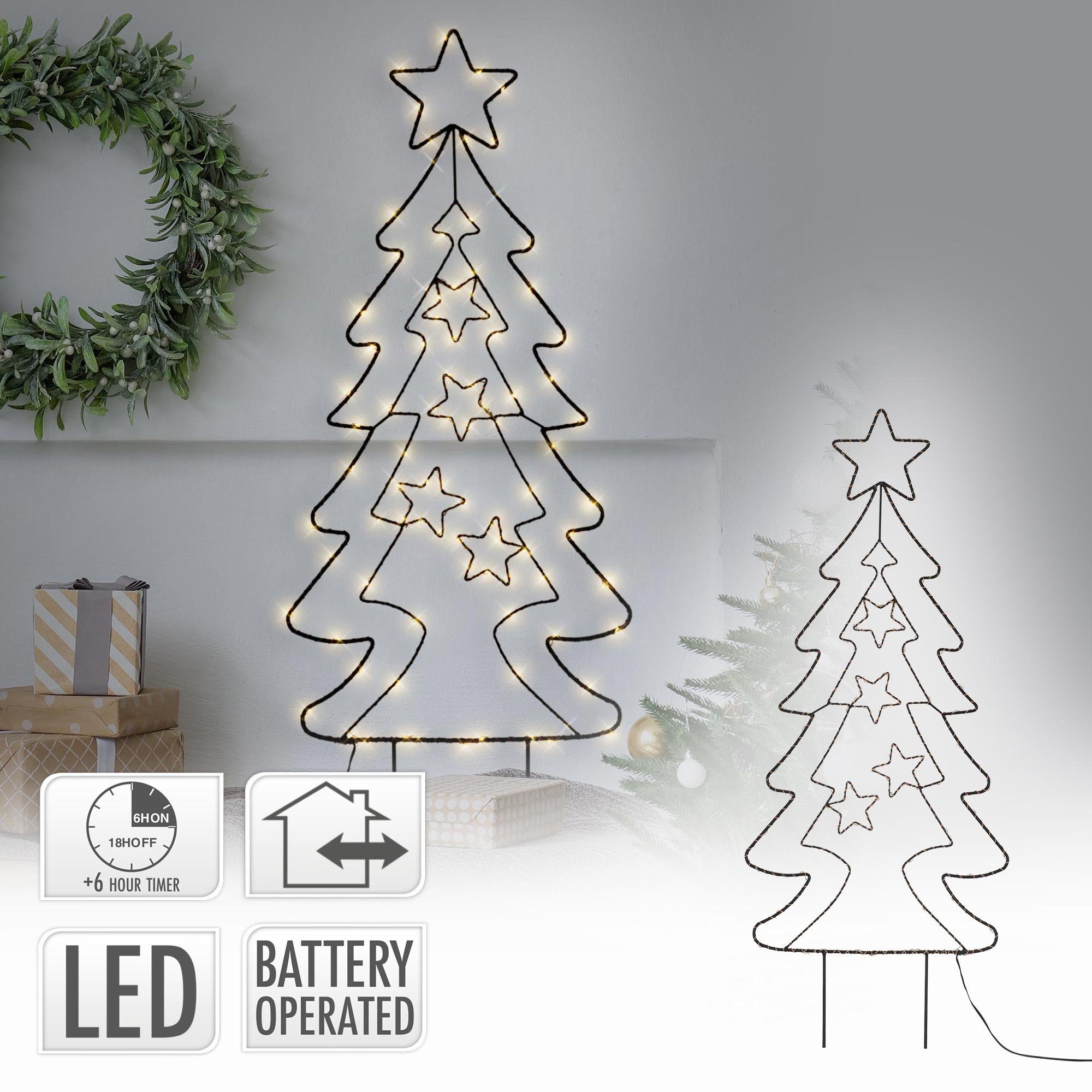 ECD Germany Weihnachtsfigur LED Gartenstecker Weihnachtsbaum Tanne LED