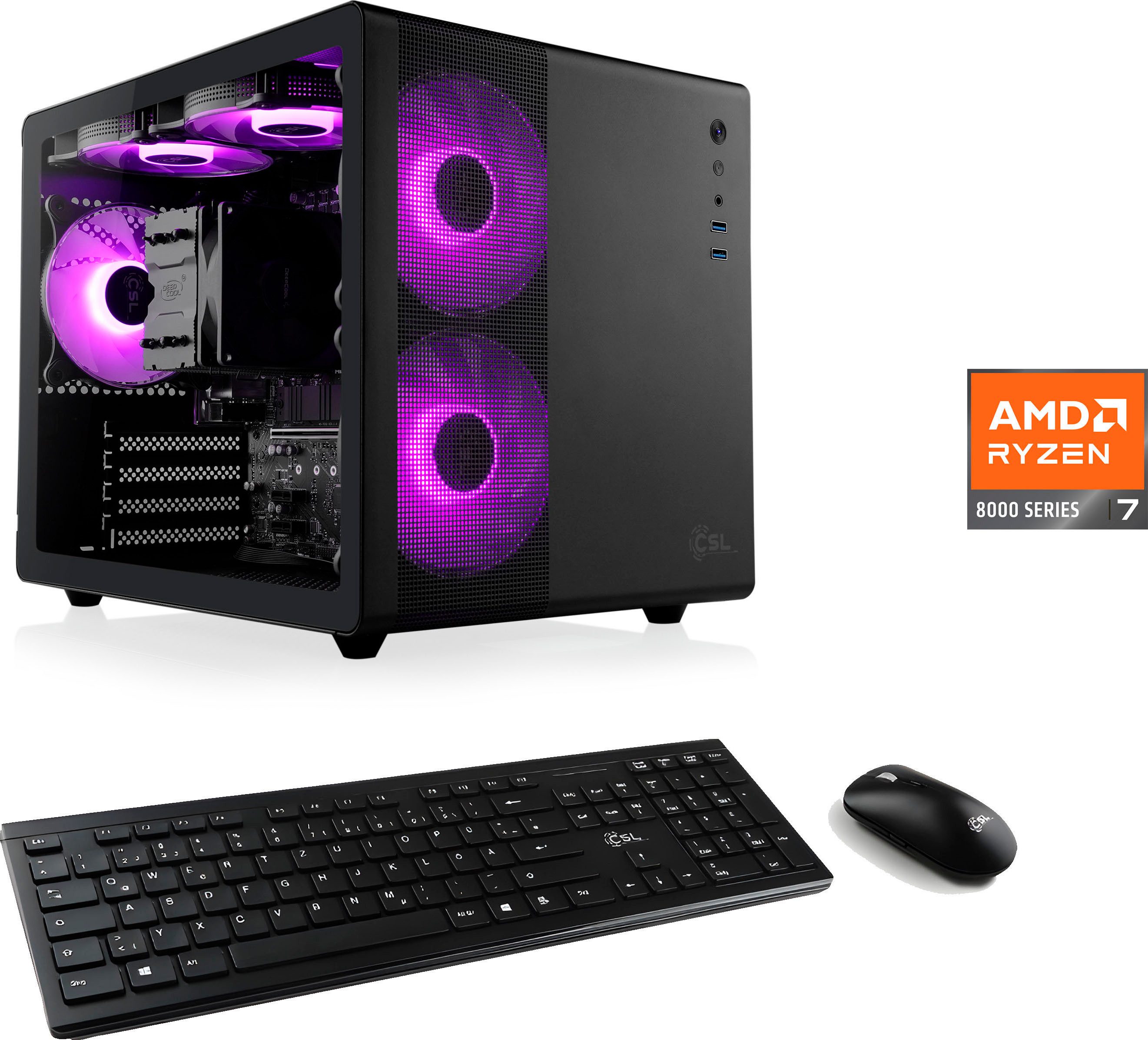 CSL Cube V24227 PC (AMD Ryzen 7 8700G, Radeon RX 6600, 16 GB RAM, 500 GB SSD, Luftkühlung)