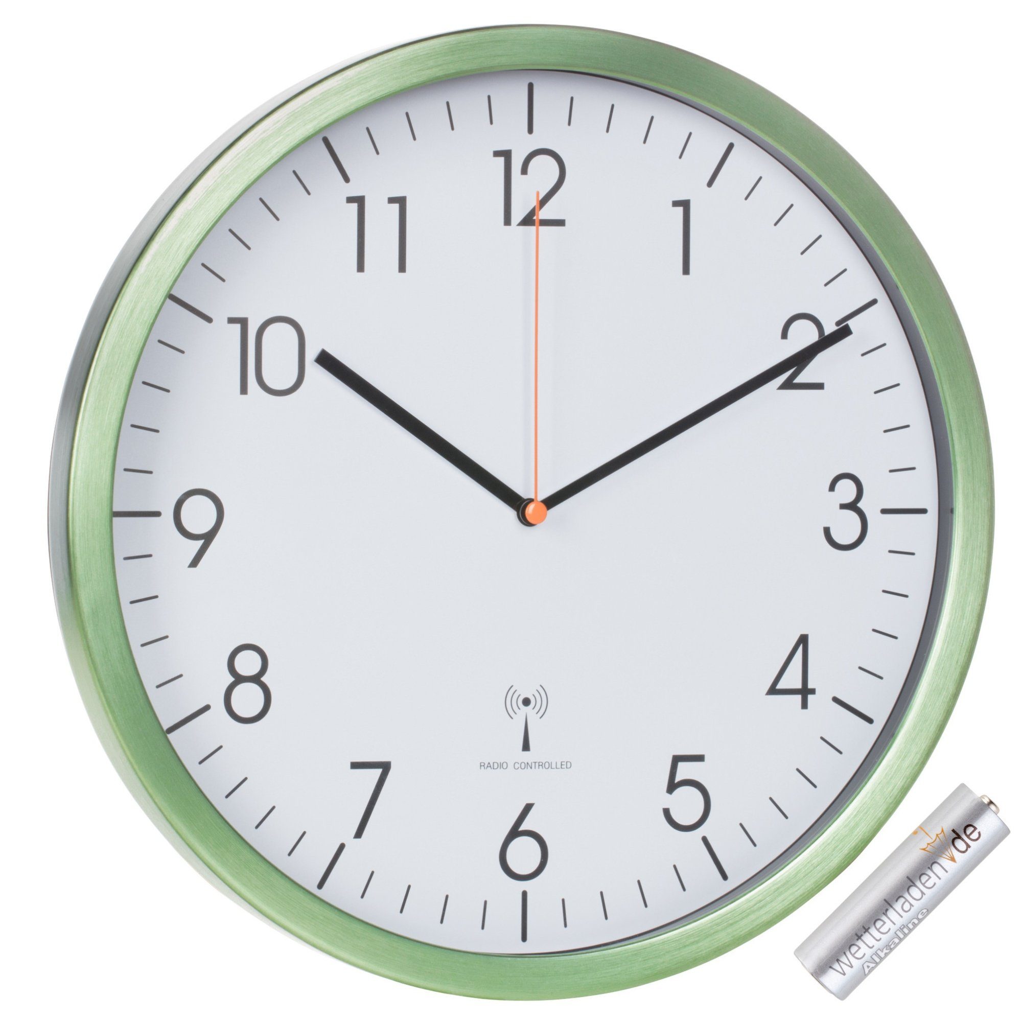 TFA Dostmann Funkwanduhr TFA 60.3517 mit mattem Alurahmen und leisem Sweep-Uhrwerk