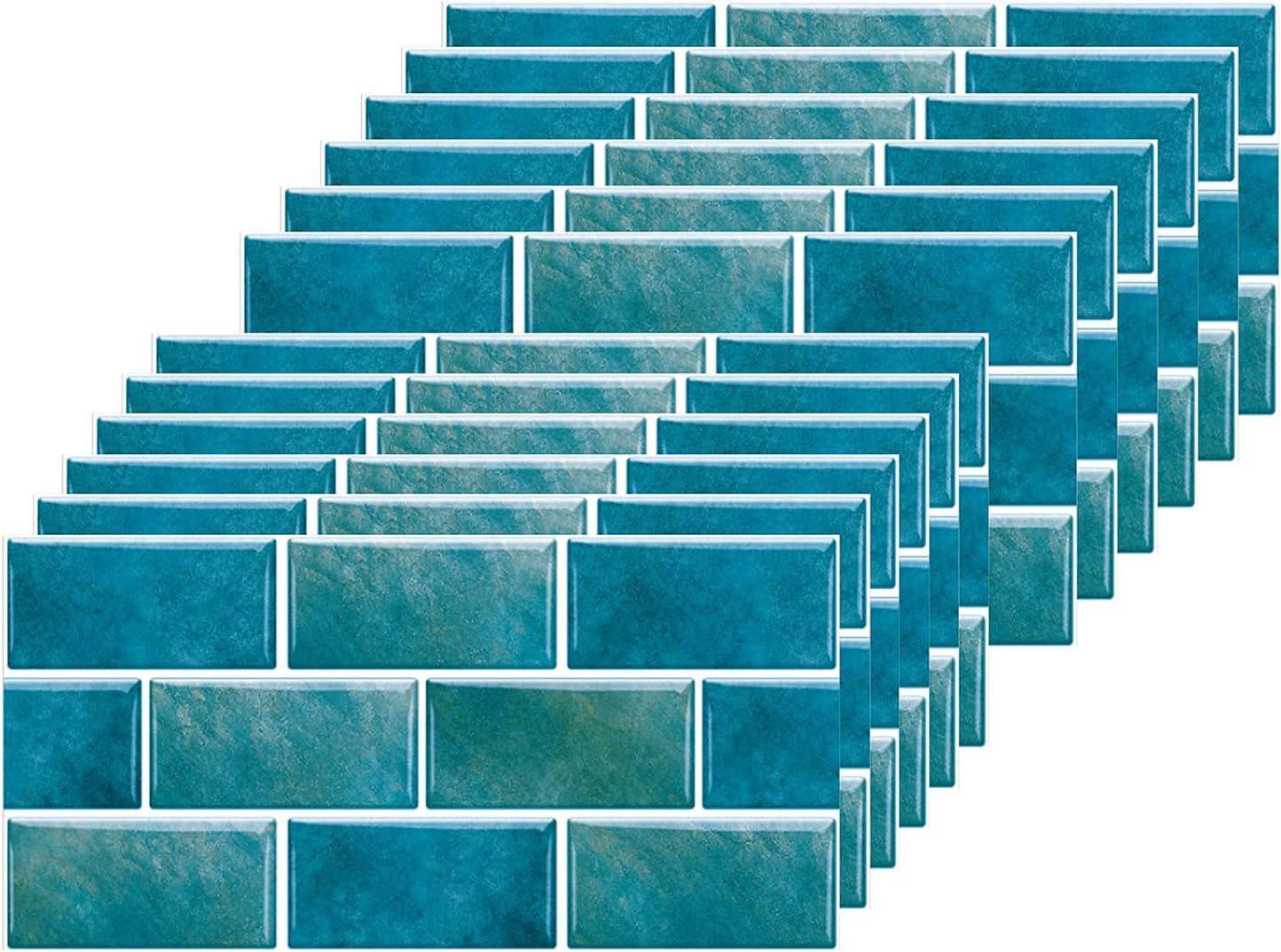 Zaewry Fliesenaufkleber Selbstklebende Fliesenaufkleber Klebefliesen Bad Küche 15x30 cm (12 St), Klebefolie Kueche Badezimmer Wand Fliesenwand Aufkleber