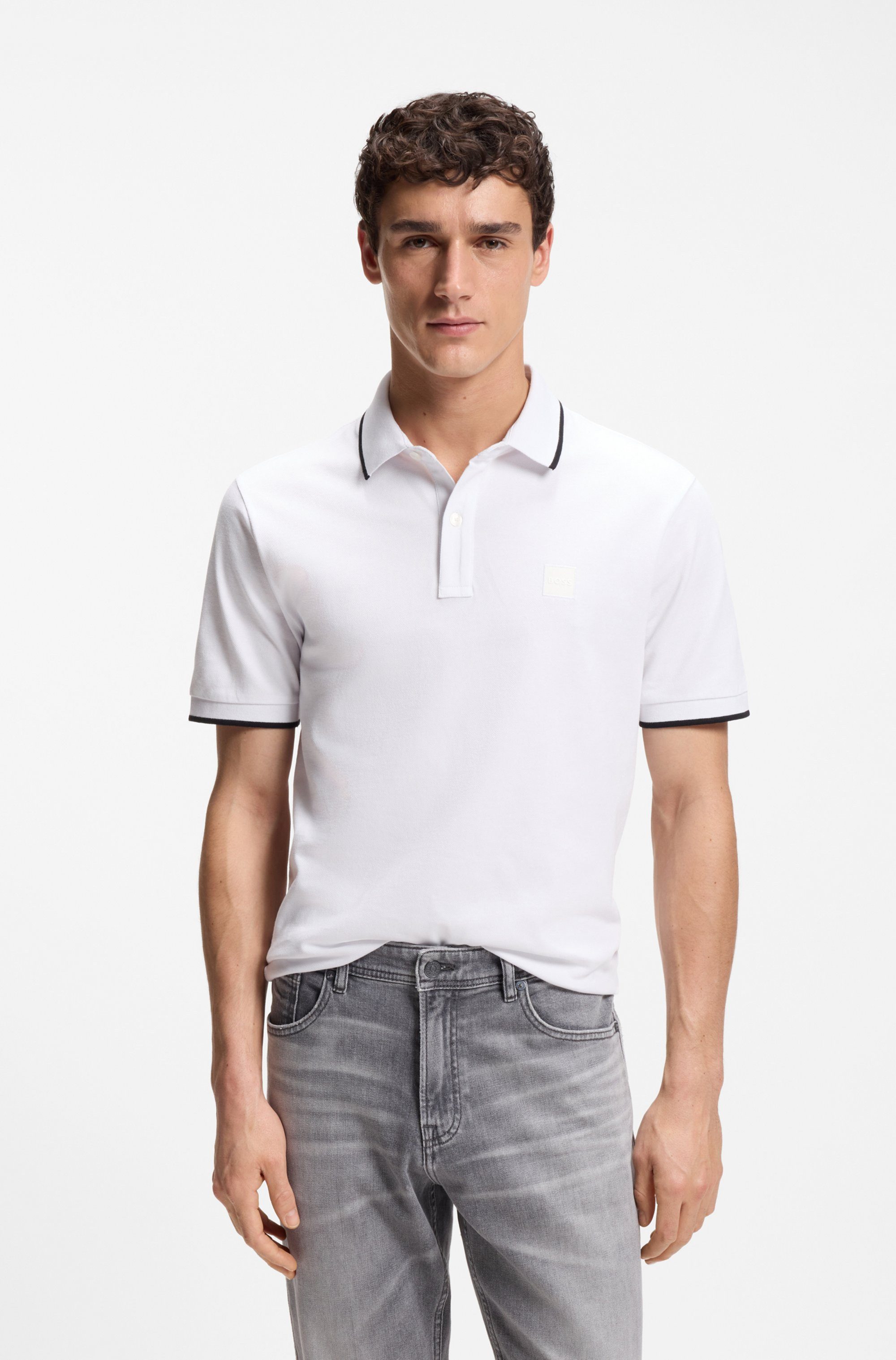 BOSS ORANGE Poloshirt Passertip mit BOSS Logo-Badge