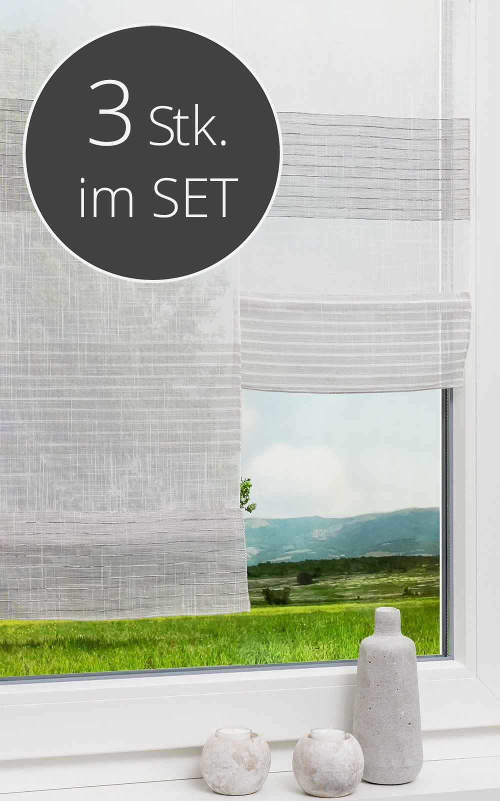 LYSEL® Scheibengardine SET Scheibenhänger MiniFLV Streifenstyle günstig online kaufen