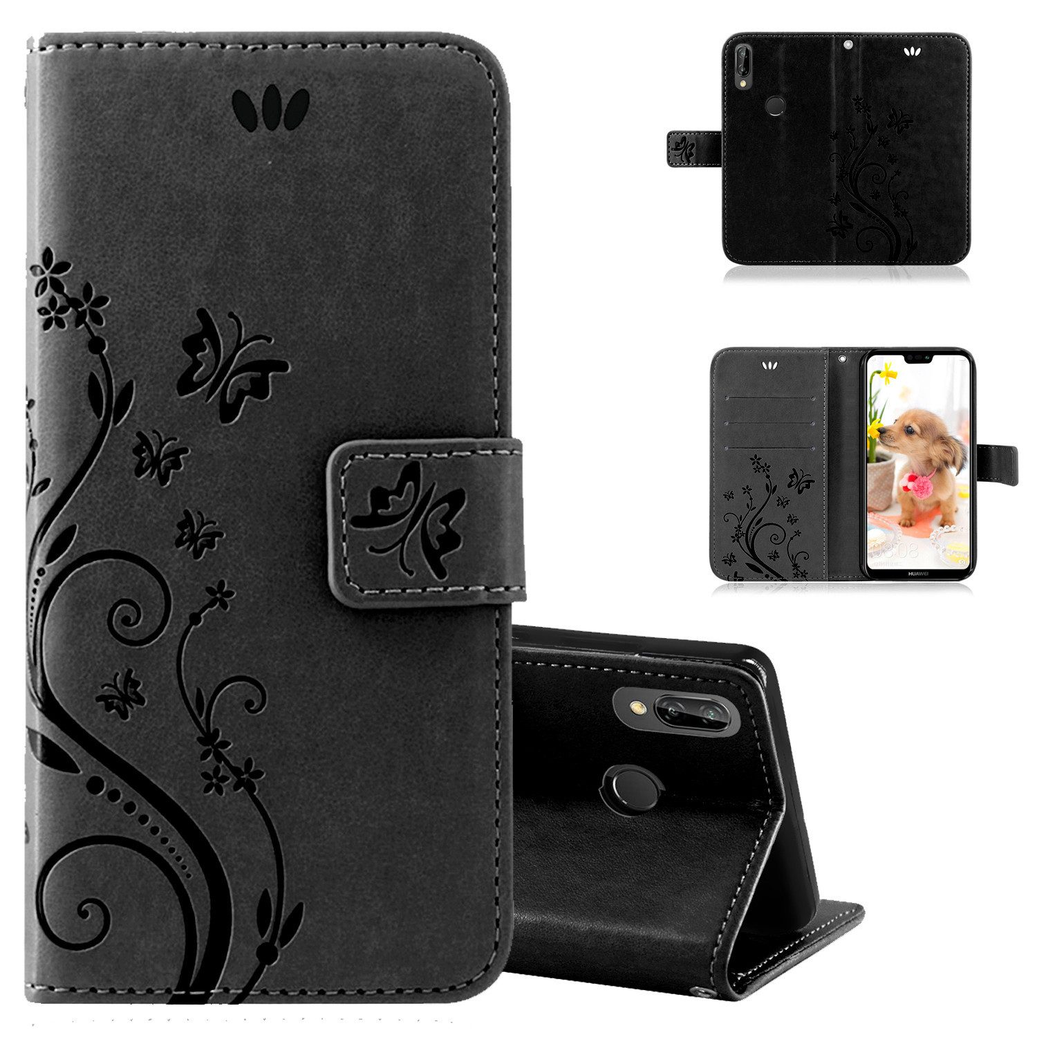 betterfon Smartphone-Hülle Handytasche für Huawei P20 Lite Klapphülle Schwarz