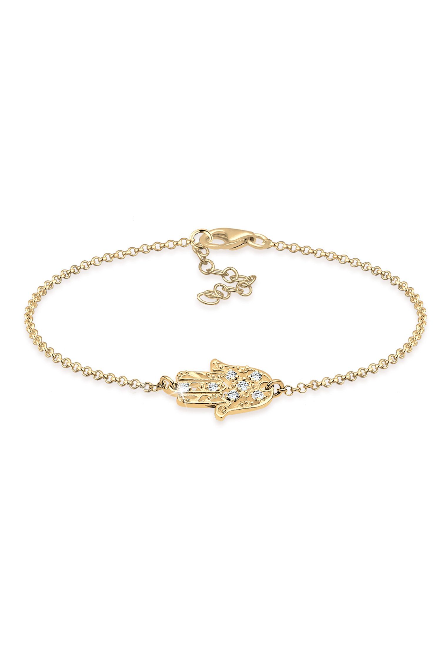 Elli Armband Hamsa Hand Kristalle 925 Silber Gold