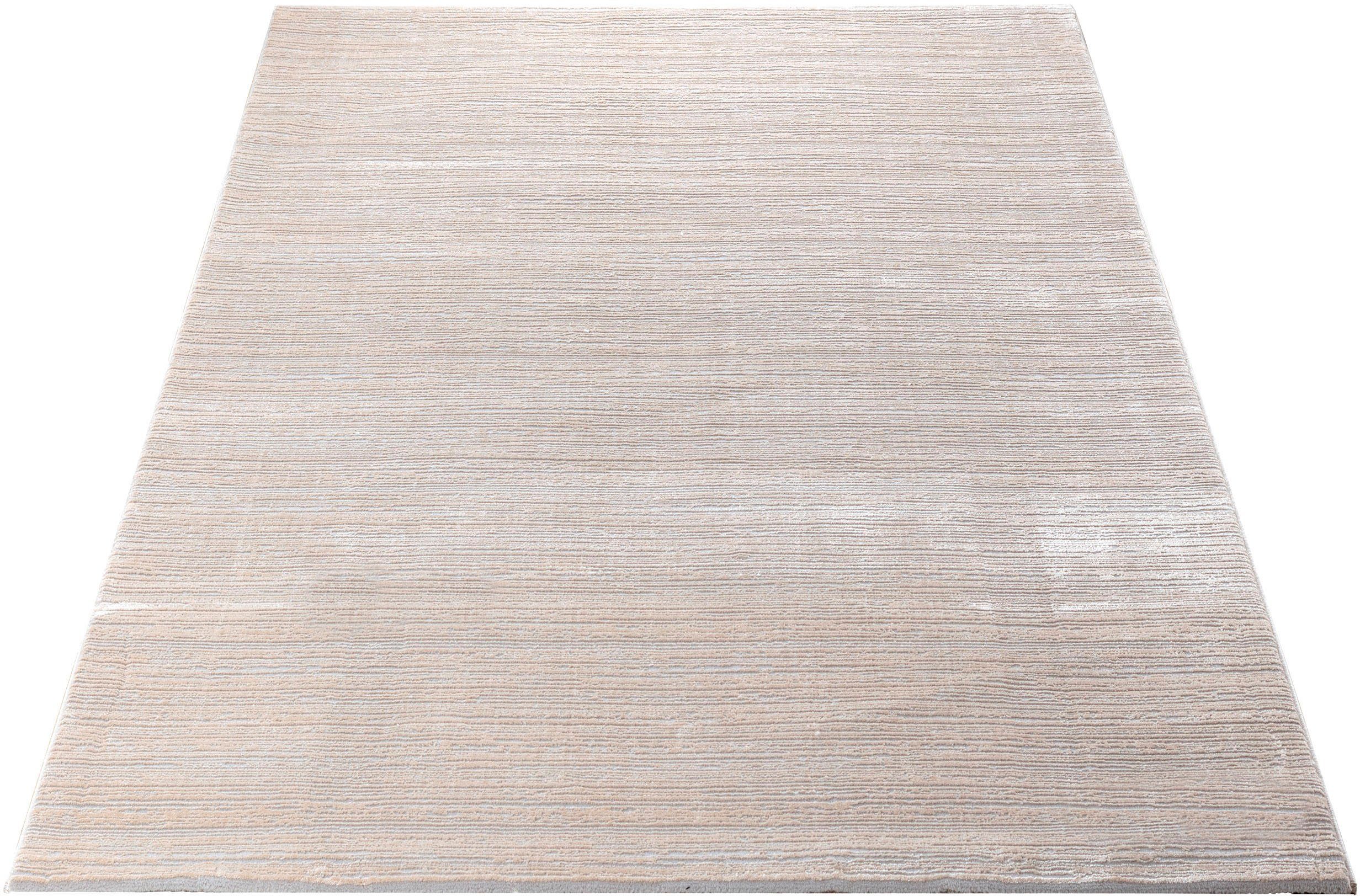 mm, grau, rechteckig, hochwertige Teppich mit dezentem Glanz, Sehrazat, Lima, 10 beige Verarbeitung Kurzflorteppich Höhe: