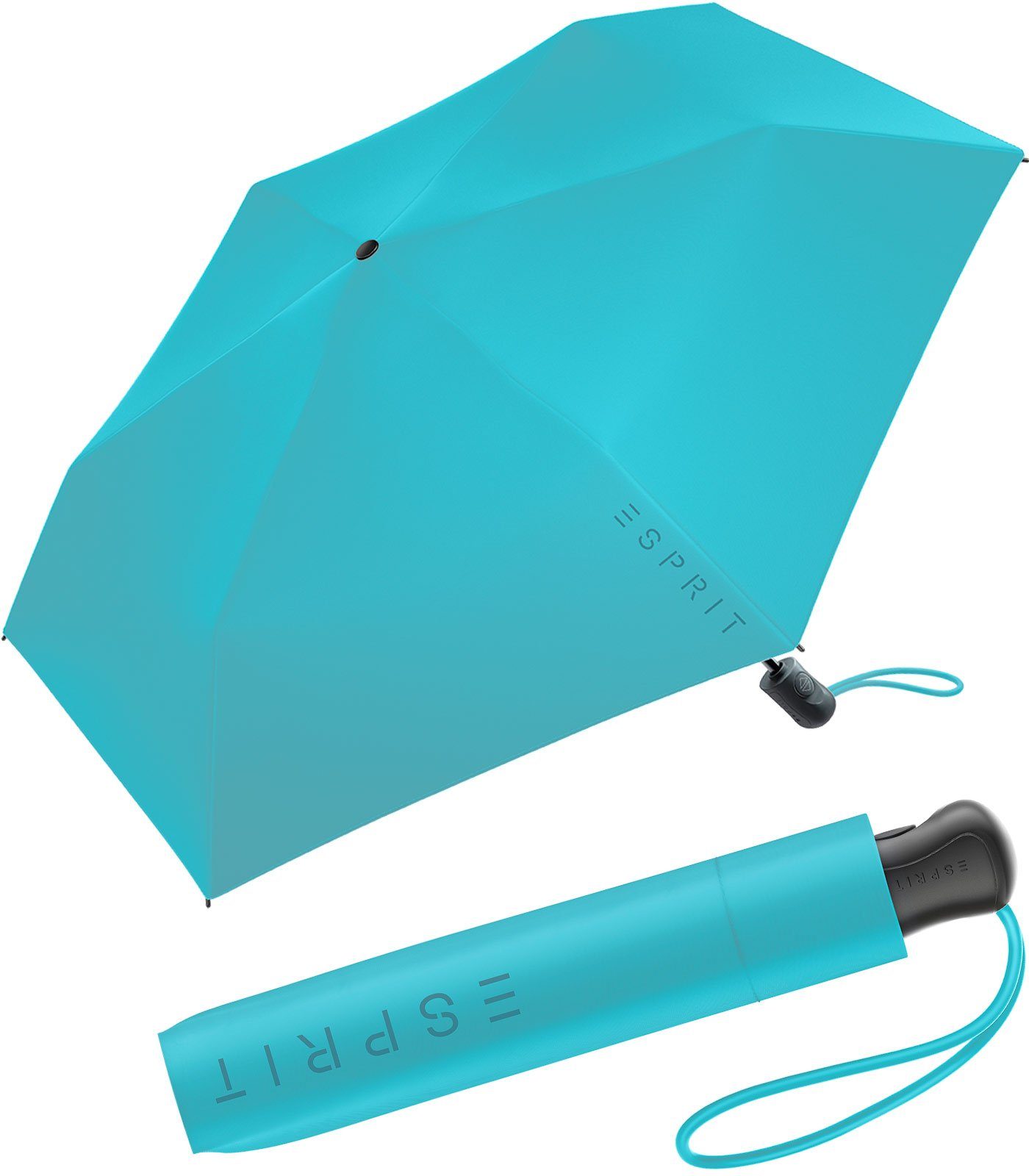 Esprit Taschenregenschirm Damen Easymatic Slimline Auf-Zu Automatik FJ 2023, leicht und stabil, in den neuen Trendfarben blau