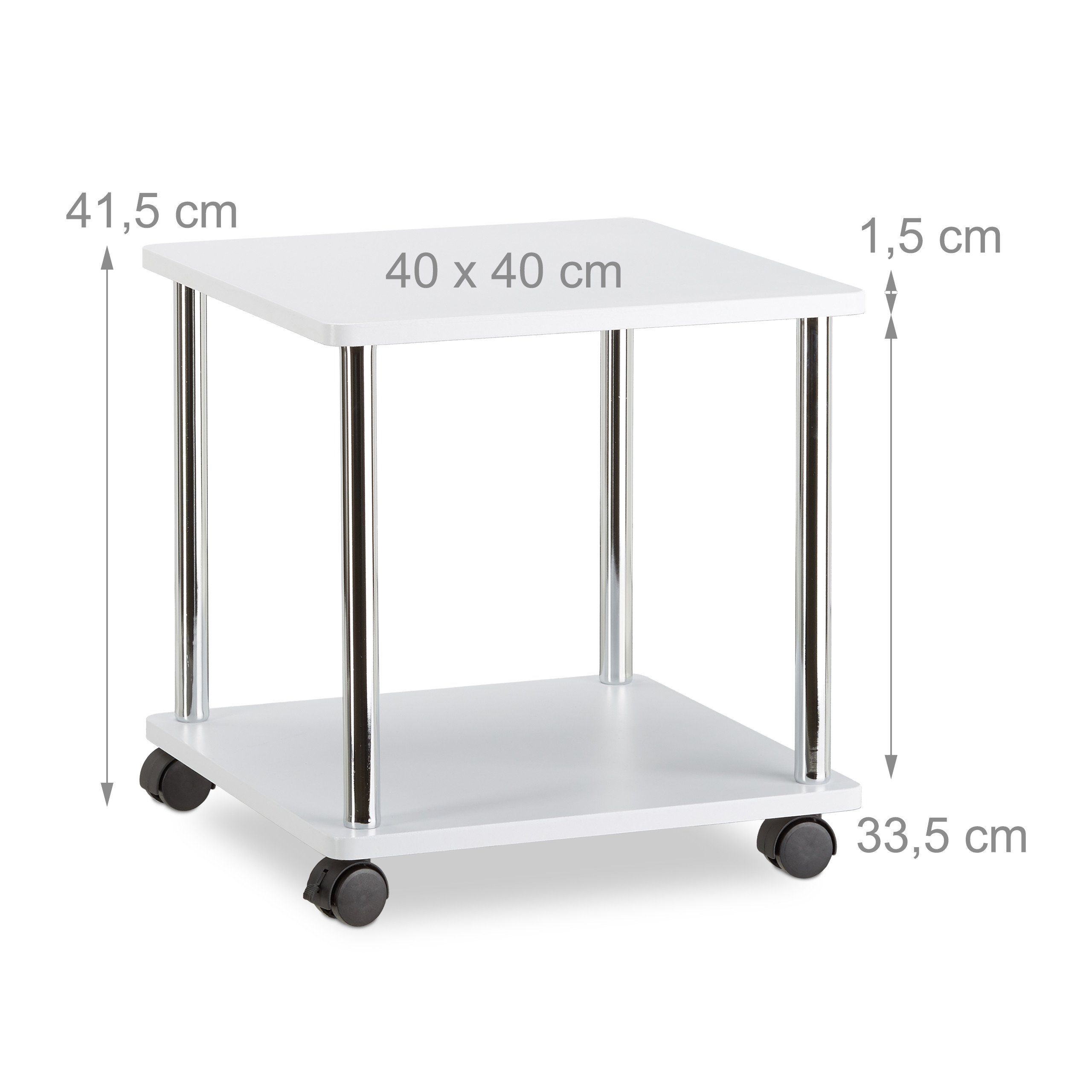 relaxdays Beistelltisch rollbar 2 Etagen (1-St), quadratisch – Bild 4 von 5