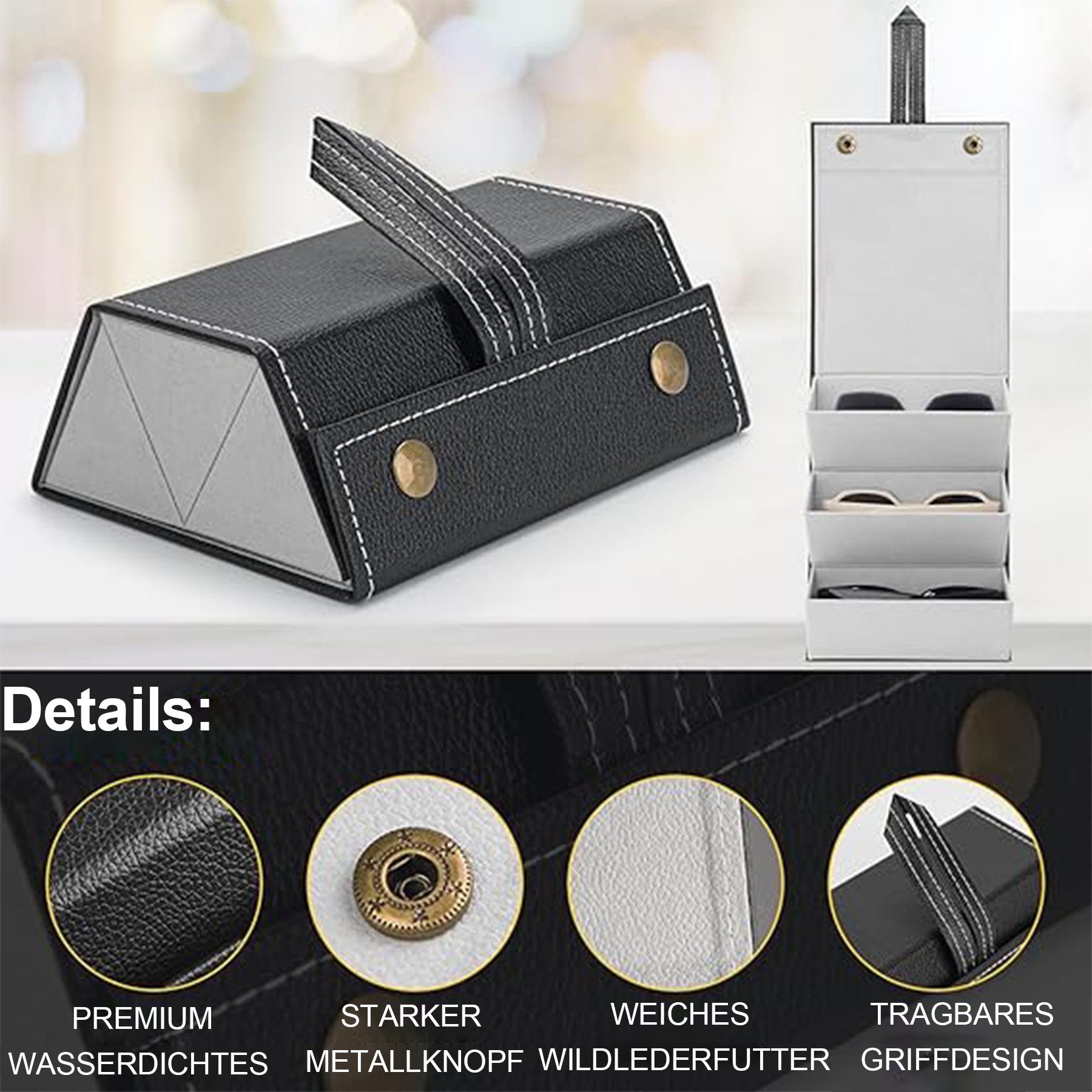 Mutig Brillenetui Brillenbox Faltbare Brillenablage 3-Fach Brillenaufbewahr günstig online kaufen