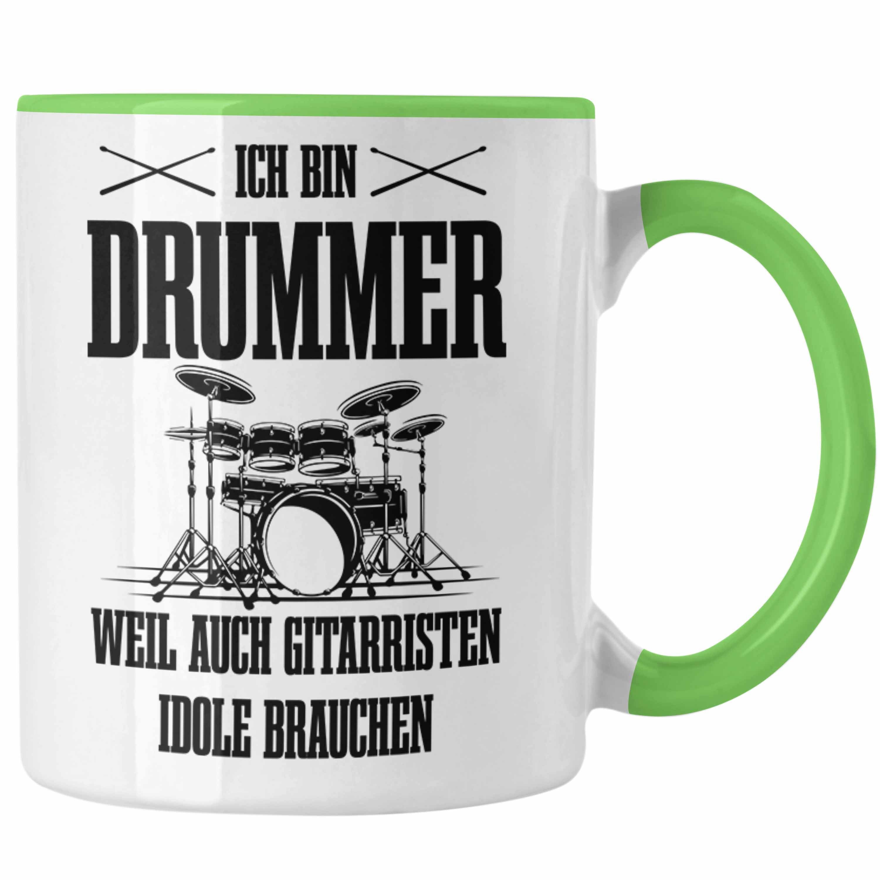 Trendation Tasse Drummer Tasse Geschenk Schlagzeugspieler Geschenkidee Spruch Weil Auc Grün