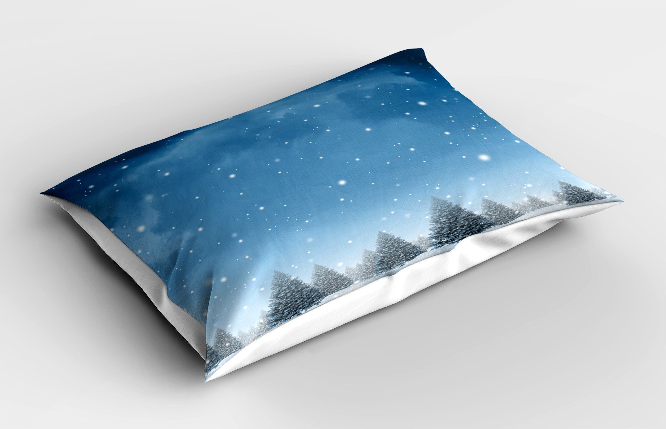 Abakuhaus Gedruckter Waldes Blau Dekorativer King des Weihnachten Standard Winter Kissenbezug, Stück), (1 Kissenbezüge Bäume Size