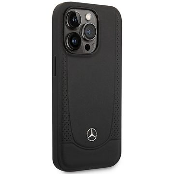 Mercedes Handyhülle Case iPhone 14 Pro Max MagSafe kompatibel Echtleder schwarz 6,7 Zoll, Kantenschutz