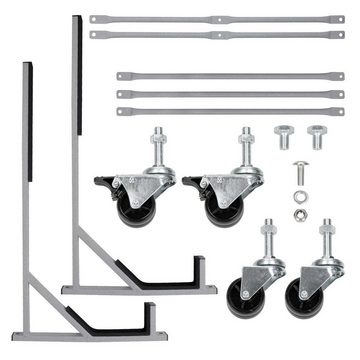 ECD Germany Hardtophalter mit 4 feststellbaren Rädern inkl. Bezug aus Stahl Standhalterung, (mit Rädern Silber aus Stahl inkl. Cover)