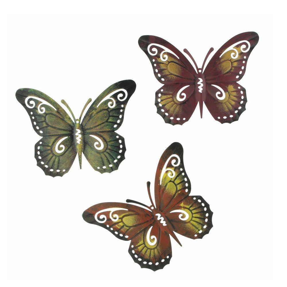Hometrends24.de Wanddekoobjekt »Schmetterlinge Metall Wand Deko Garten