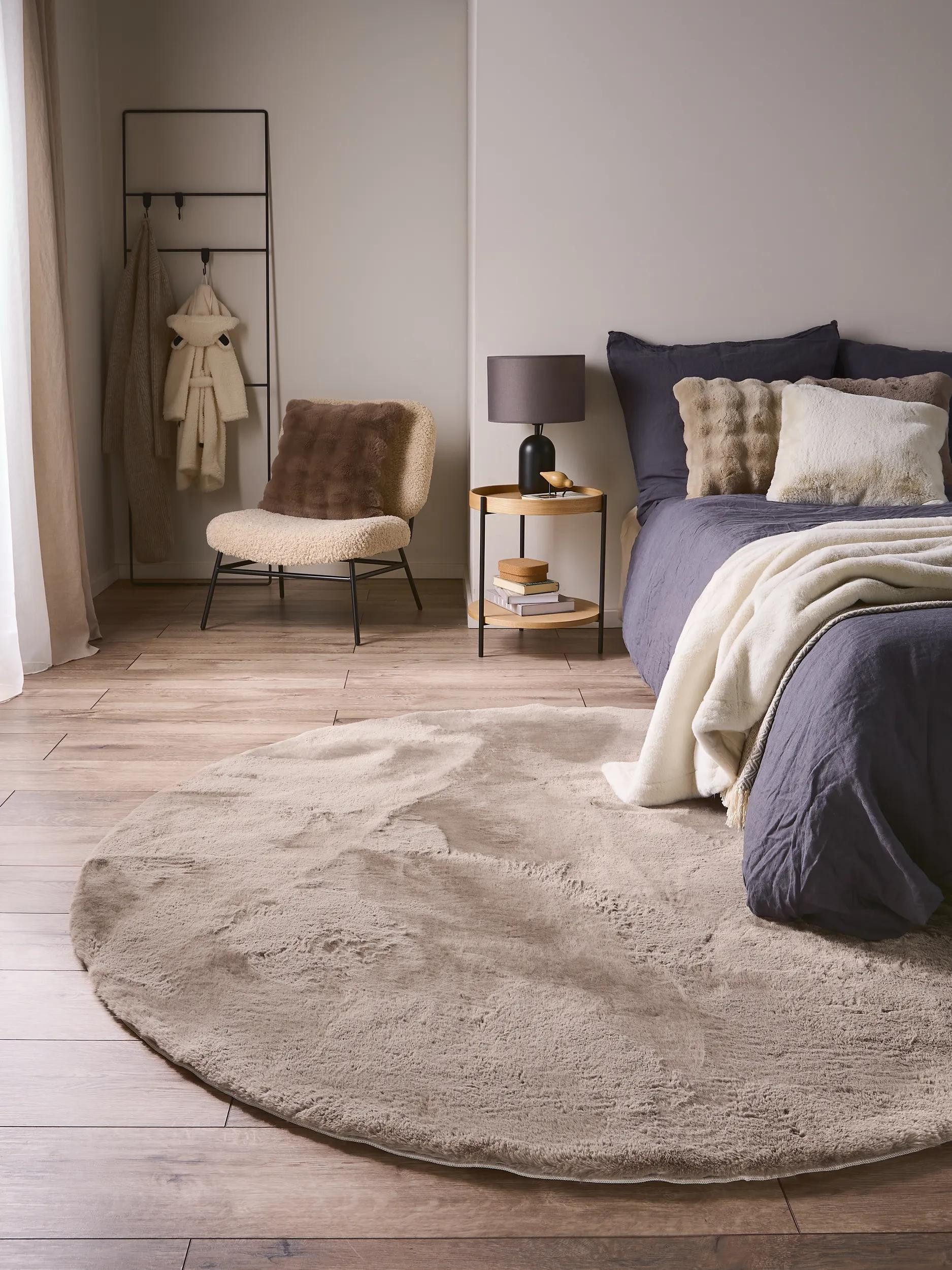 benuta Fellteppich Dave, rund, Höhe: 31 mm, Teppich Wohnzimmer, Schlafzimmer, Esszimmer, Flur, Kunstfaser, Cozy