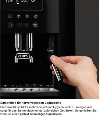 Krups Kaffeevollautomat Arabica, + 2Kg Kaffeebohnen Best Crema ZES800, Direktwahltasten für Espresso und Kaffee, großes Display, 1,7L, 2-Tassen-Funktion, Milchaufschäumdüse 1450W, 15 Bar, EINFACHE BEDIENUNG 3 Temperatur + 3 Mahlgrad Einstellungen