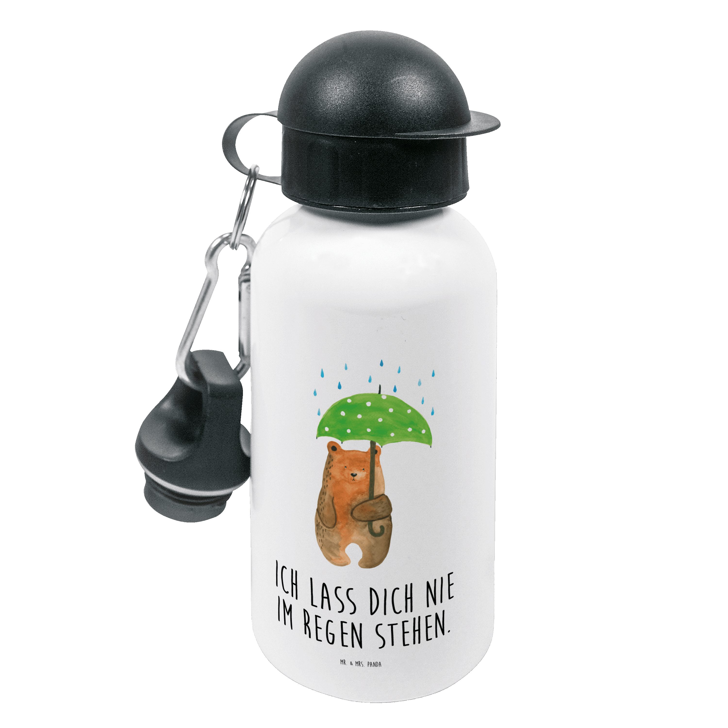 Mr. & Mrs. Panda Trinkflasche Bär mit Regenschirm - Weiß - Geschenk, Teddybär, Kindertrinkflasche