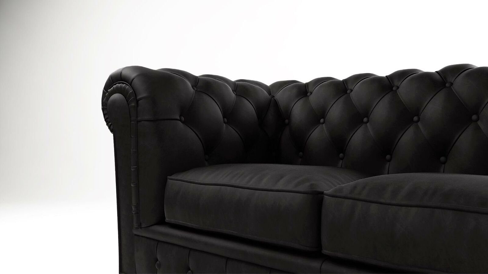 Made Polster in Schwarzer Chesterfield Couch Modern, 3-Sitzer JVmoebel Neu Designer Sofa Europe