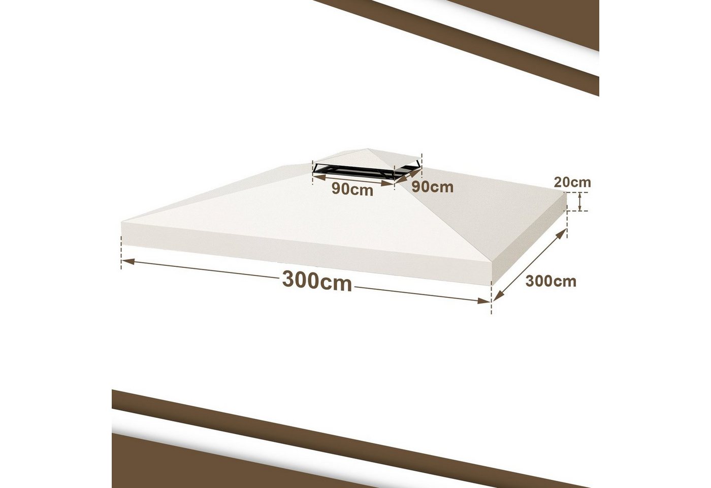 Thumbnail - Clanmacy Pavillon-Ersatzdach Ersatzdach Pavillonersatzdach PU Beschichtung 150g/m2Doppeldach 3*3m