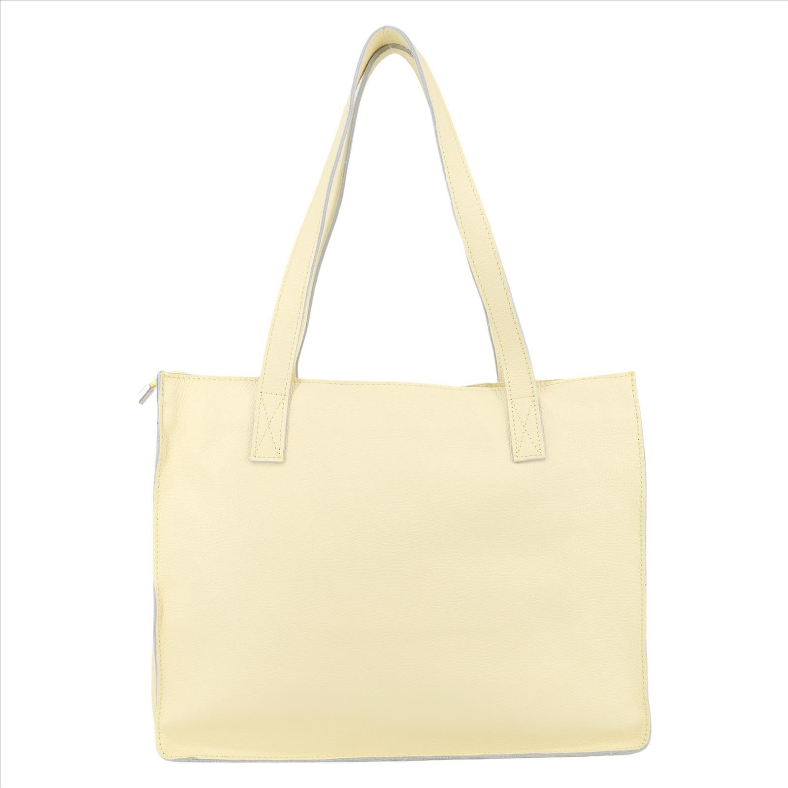 MIRROSI Shopper aus Echtleder, Made in Italy, Henkeltasche Tasche (1 innere Seitenfach mit Reißverschluss), Groß (ca.40x31x10cm) Hauptfach mit Reißverschluss