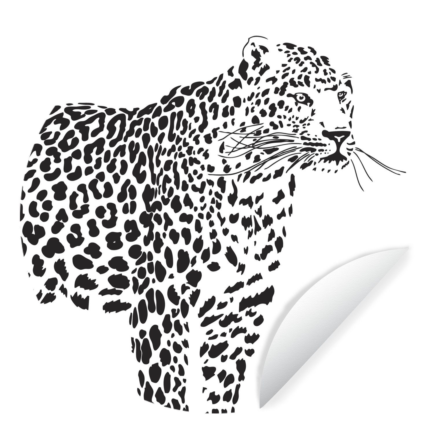 MuchoWow Wandsticker Eine Illustration eines Leoparden (1 St), Tapetenkreis für Kinderzimmer, Tapetenaufkleber, Rund, Wohnzimmer
