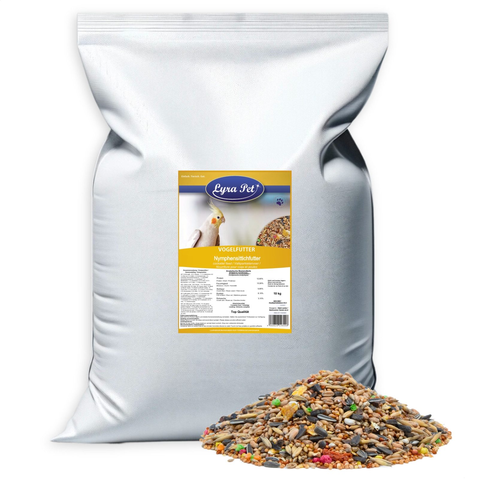 Lyra Pet 10 kg Lyra Pet® Nymphensittichfutter Großsittichfutter Vogelfutter, für: Ziervogel