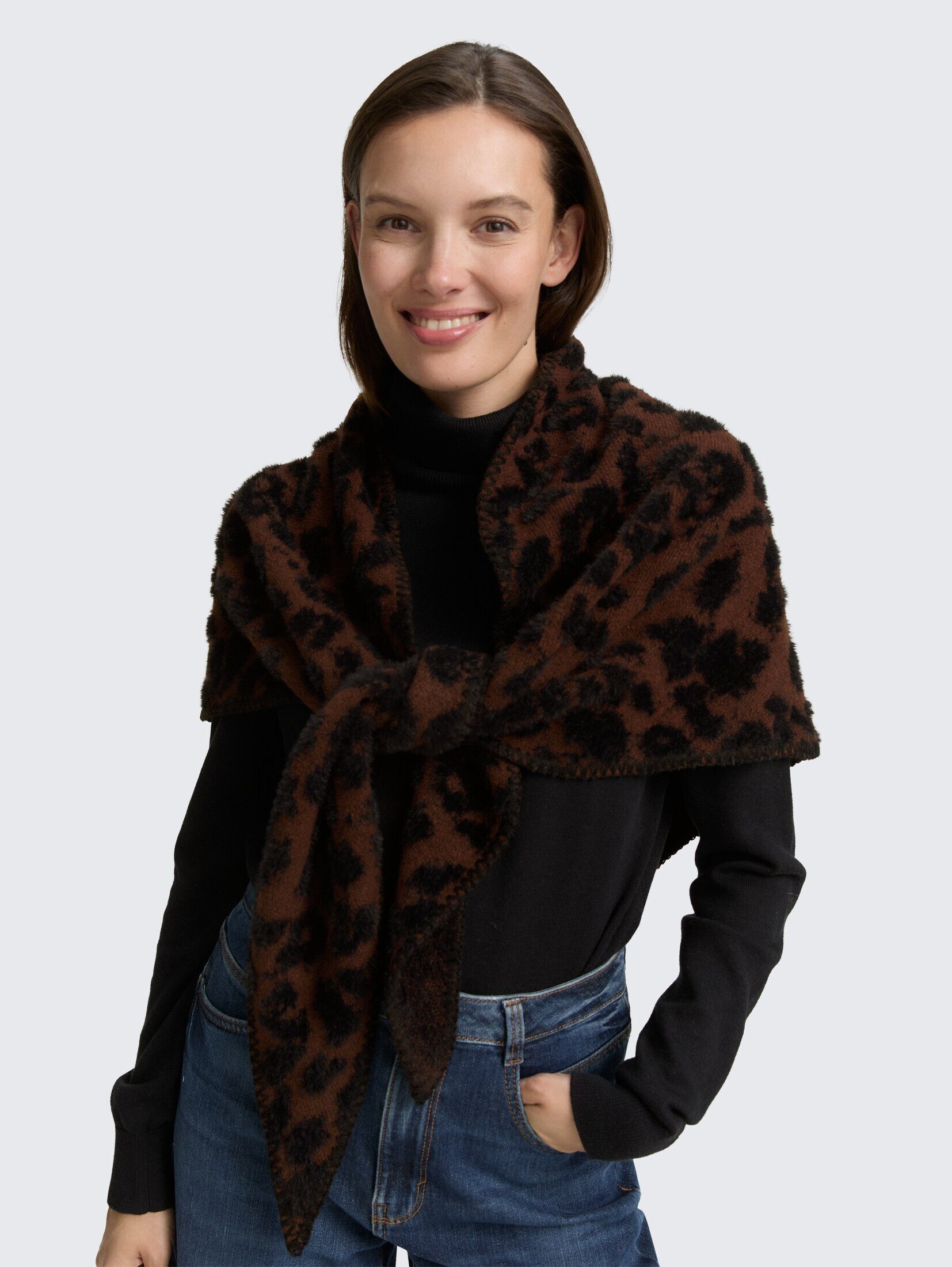 TOM TAILOR Strickschal Accessoire, Dreieck Schal mit Leo-Print günstig online kaufen