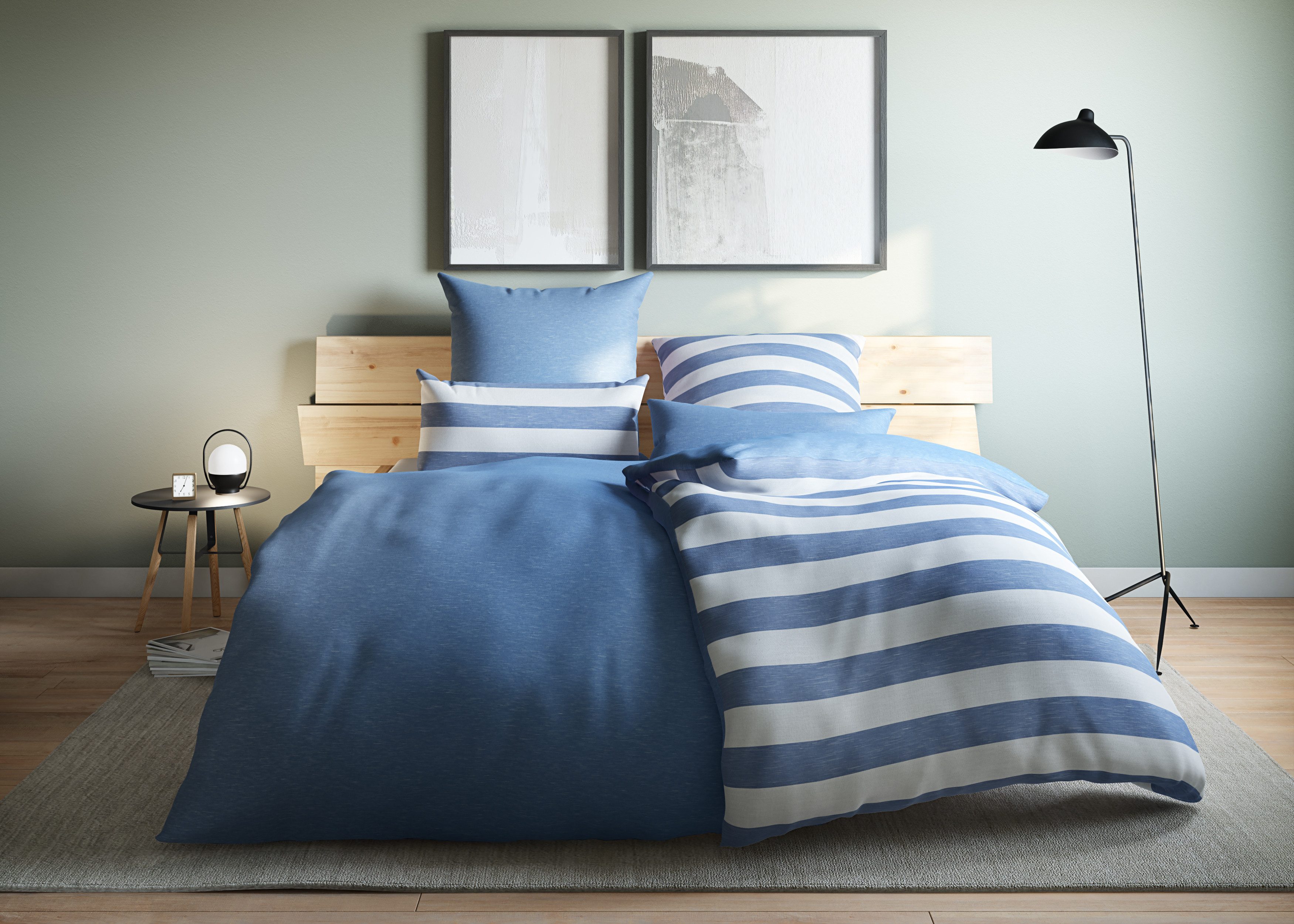 OTTO products Wendebettwäsche "Big Stripe" 2 Stk. tlg. 100% Bio-Baumwolle G günstig online kaufen