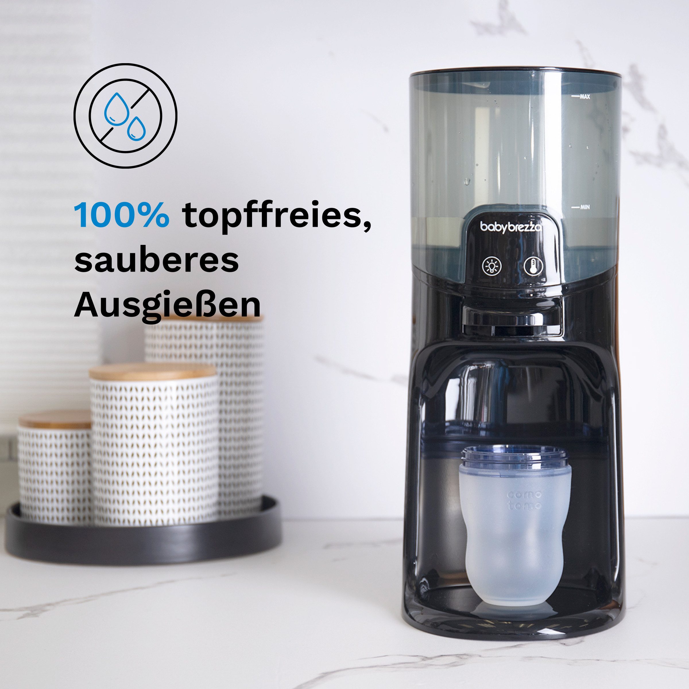 Baby Brezza Babyflaschenwärmer Wasserwärmer für Babynahrung mit 3 Temperaturstufen & Schnellfunktion, Sofort warmes Wasser mit 3 Temperaturstufen – ideal für Fläschchen