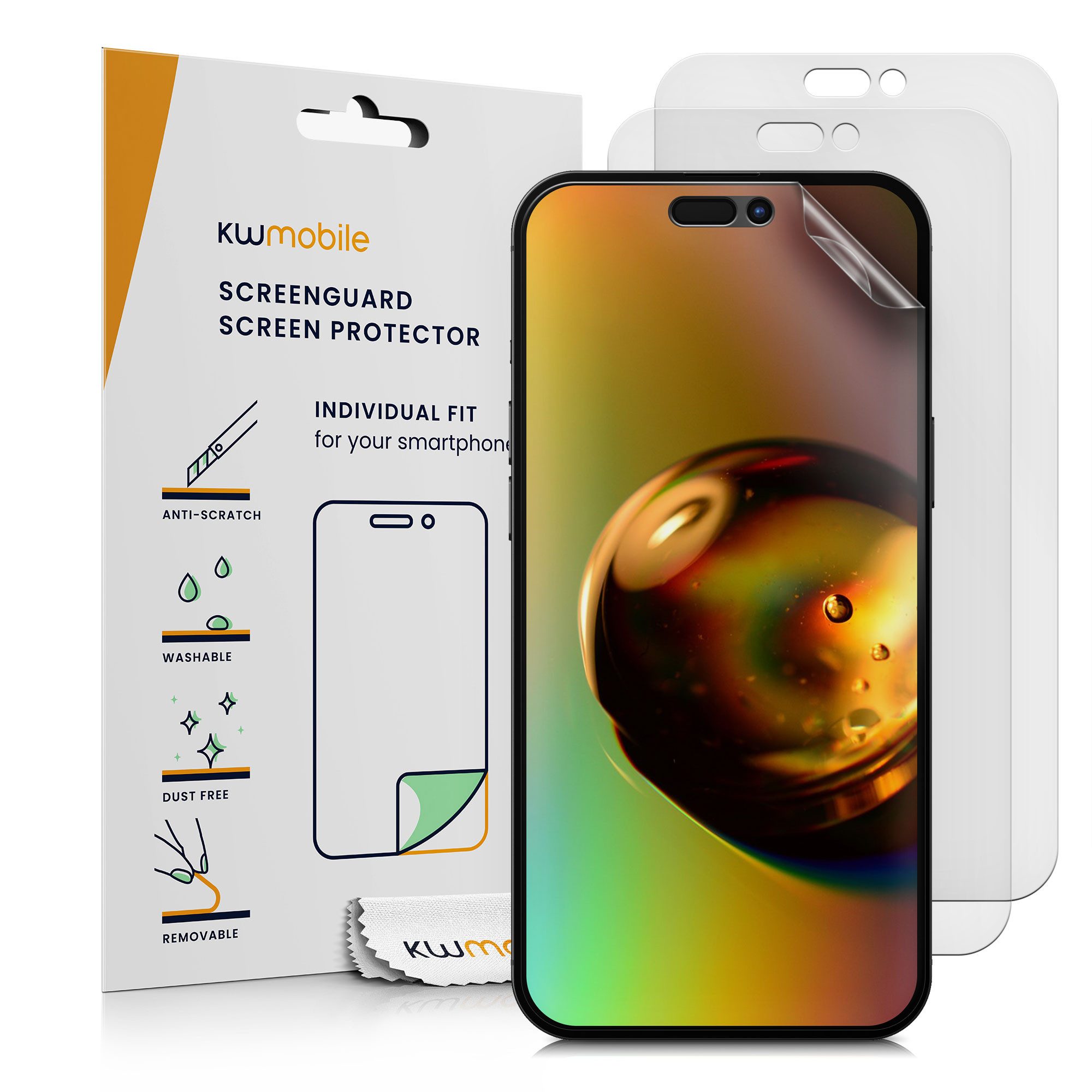 kwmobile Displayschutzfolie 3x Folie matt für Apple iPhone 16 Plus, 3 Stück, Schutzfolie Anti-Fingerabdruck Displayschutz Displayfolie entspiegelt