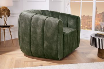 LebensWohnArt Sessel Bequemer Premium Drehsessel SALON Samt dunkelgrün Sessel