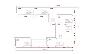 ROYAL24_MARKT Wohnwand - Moderne Wohnzimmer Wohnwand in Premium-Qualität, (Komplett Set, 10-St., NovaStyle), Elegantes Design - Beleuchtung - Qualität und Innovation