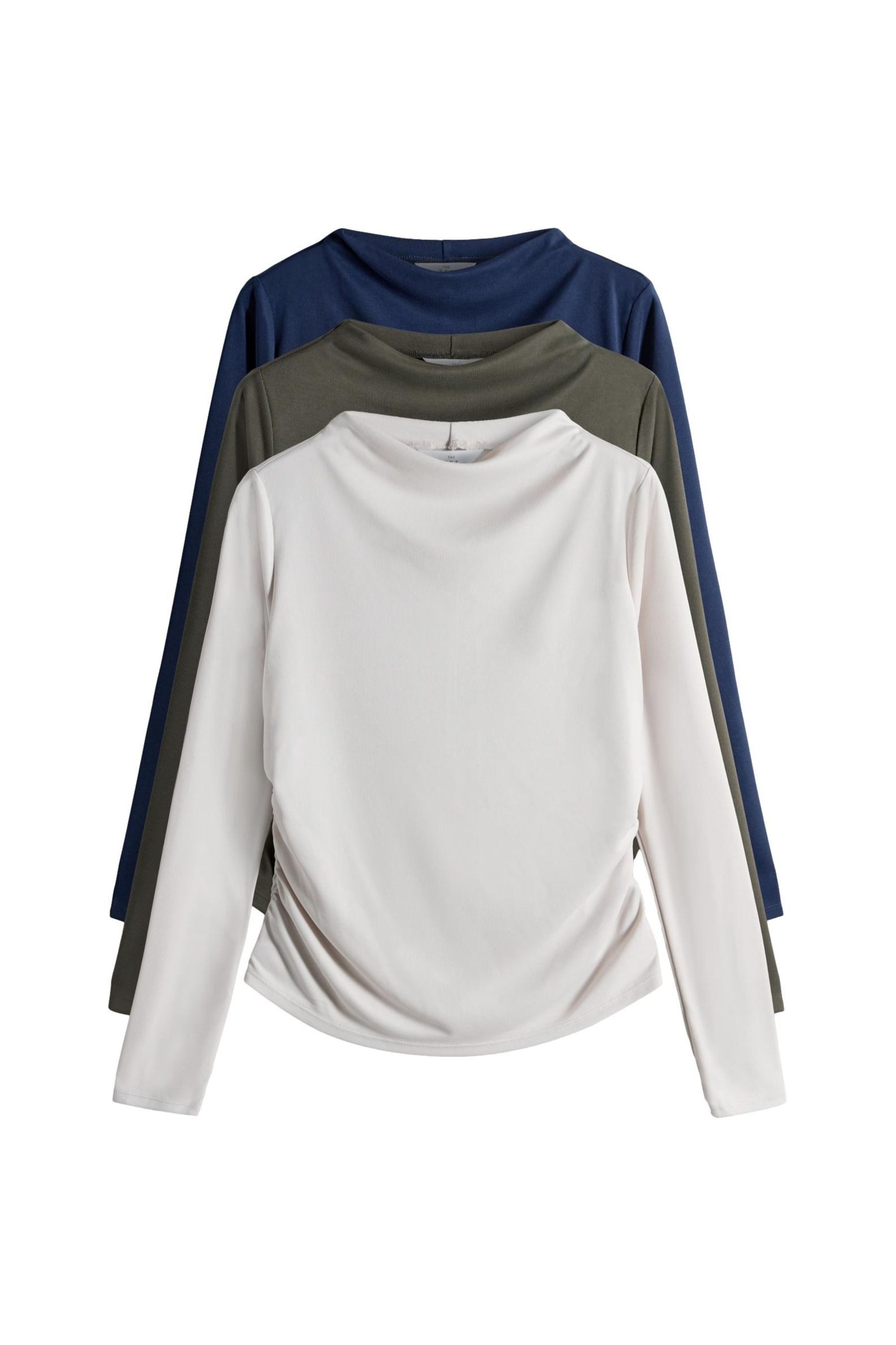 Langarmbluse The Set Langarmoberteile mit Drapierung, 3er-Pack