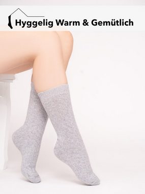 HomeOfSocks Socken 70% Lammwolle Socks Zopfmuster Wollsocken Extra Warm (Paar, 1 Paar) Feine und strapazierfähige Lambswool Wollsocken