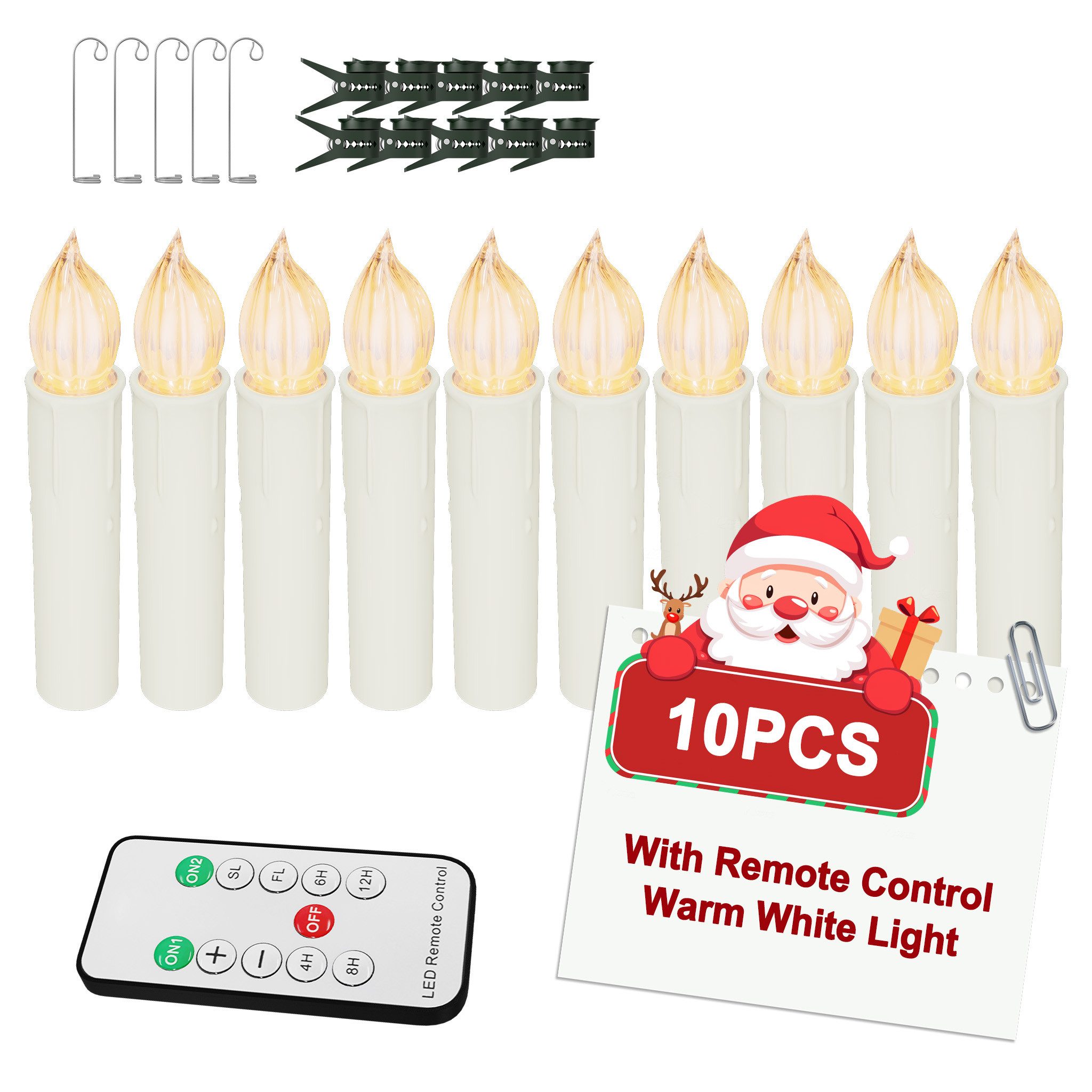 FIVMEN LED-Kerze LED Kerzen Weihnachtskerzen Flammenlose Dimmbar mit Fernbedienung, Eine festliche Weihnachtsatmosphäre und passende Weihnachtsdekoration