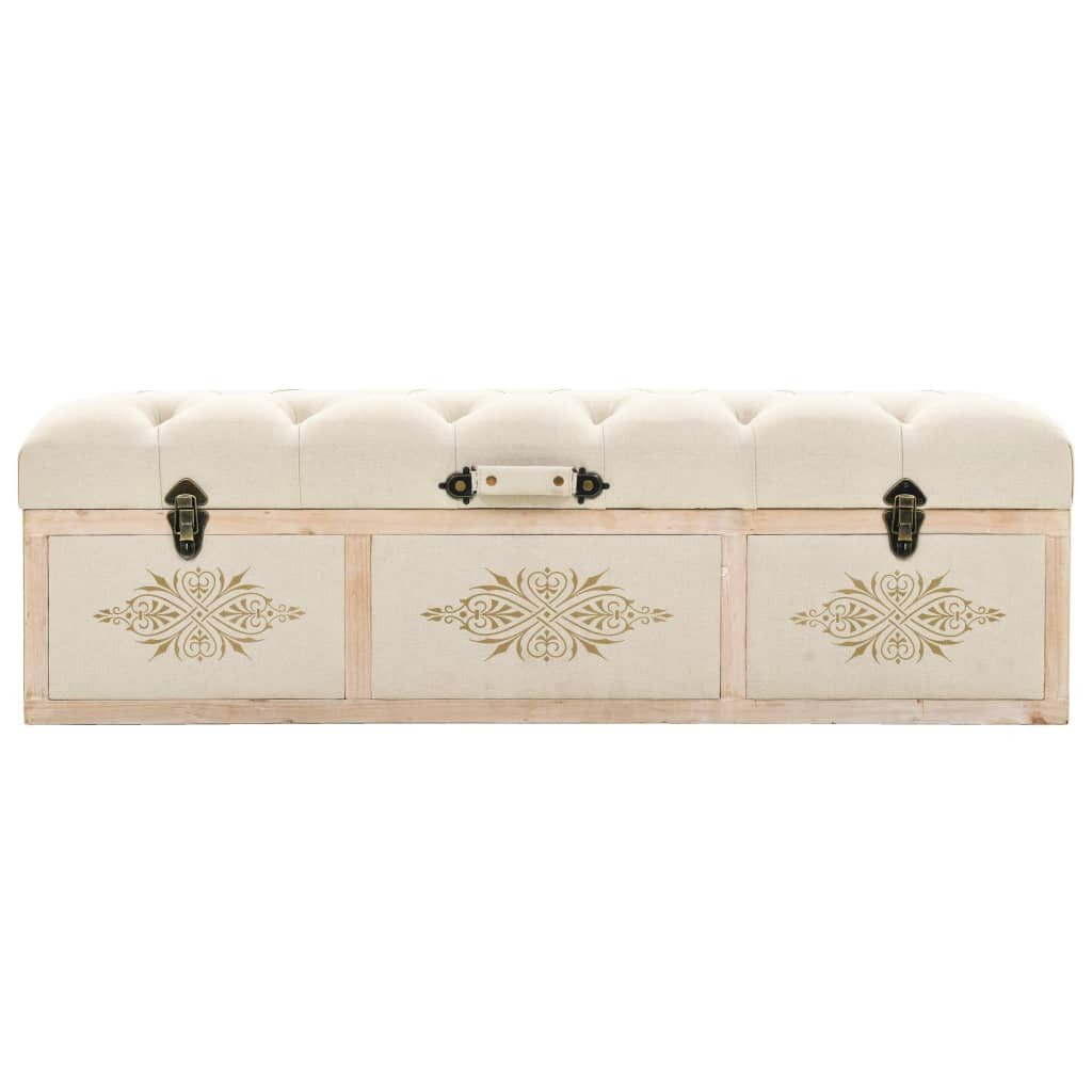 furnicato Truhenbank Elegante Aufbewahrungsbank Cremeweiß 110x30x38 cm aus Massivholz