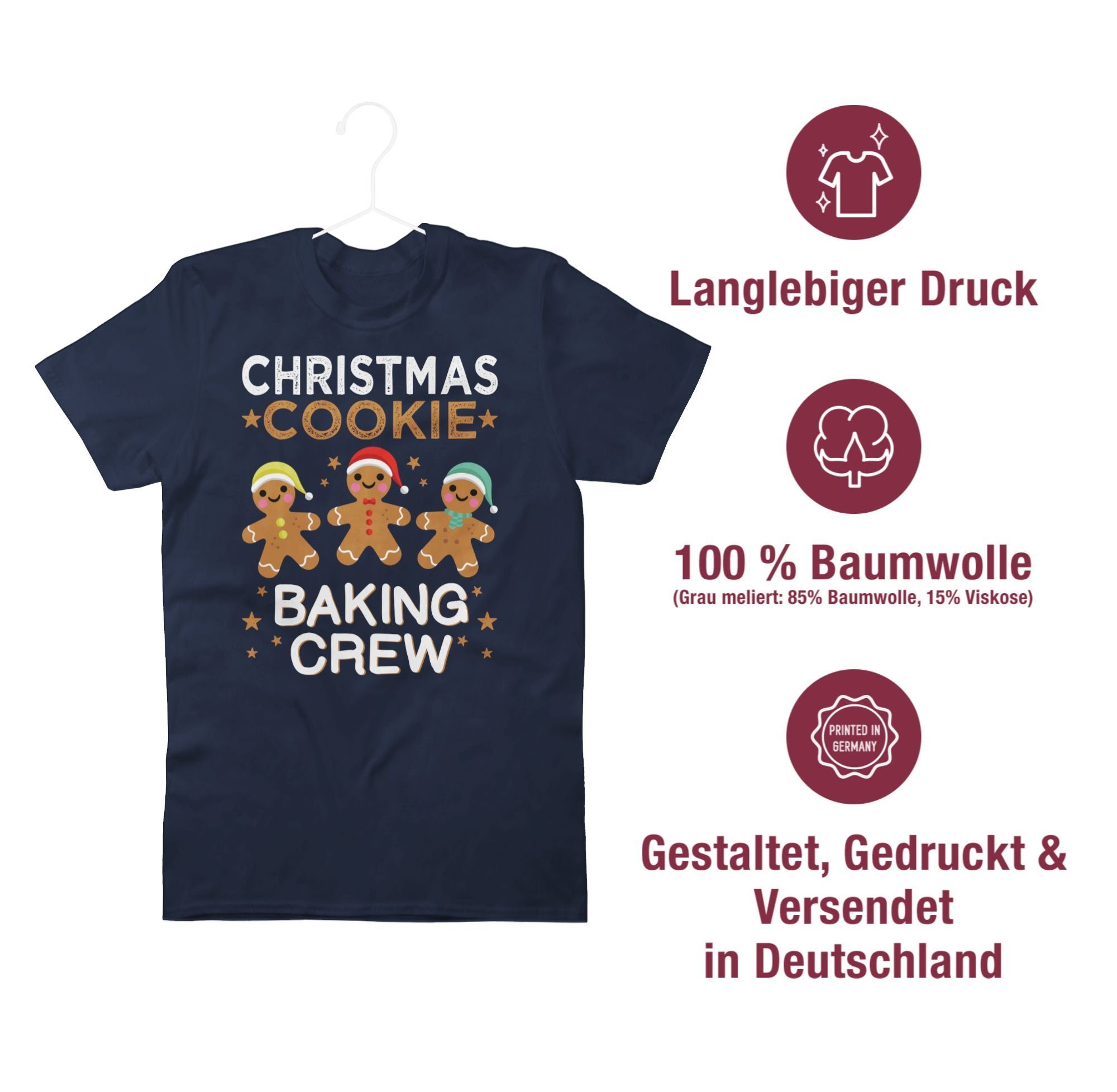 Blau Baking T-Shirt Cookie Kleidung Christmas 1 Crew Navy Lebkuchenmännchen Shirtracer Weihachten