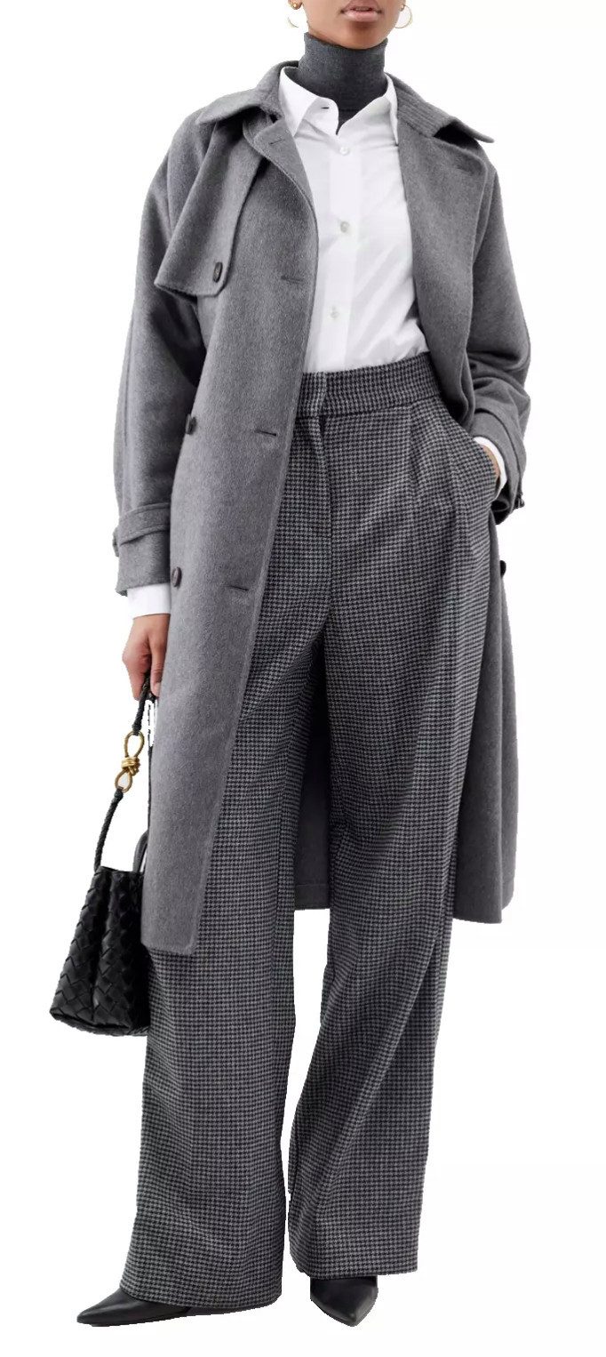 BRUNELLO CUCINELLI Langmantel Doppelreihige Kaschmir Mantel Trenchcoat mit Gürtel Selbstbindegürtel, Doppelreihige Knopfleiste, Notch-Lapel-Kragen