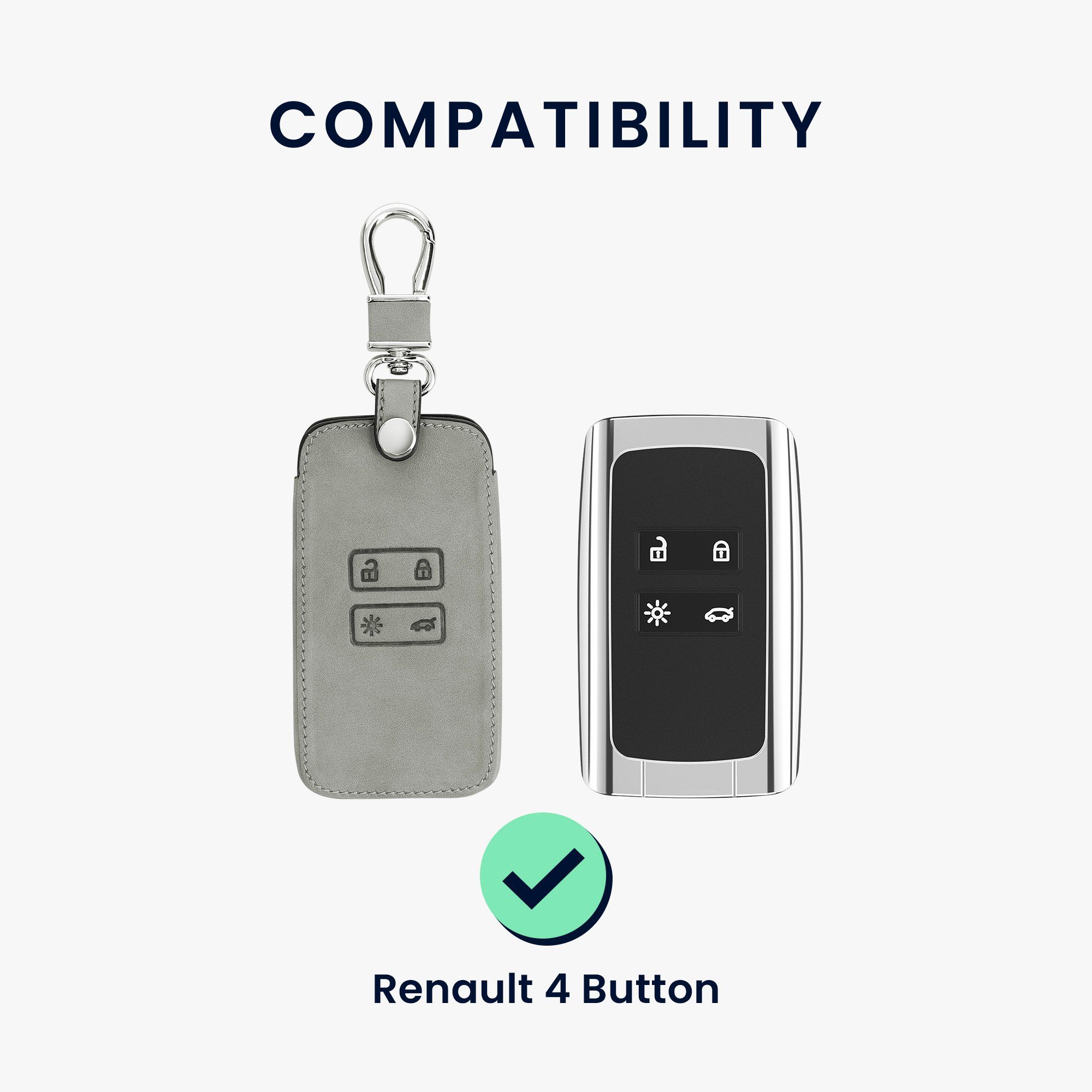 Kunstleder Renault, - Autoschlüssel Schlüsselhülle Nubuklederoptik Schutzhülle Schlüsseltasche für Hülle kwmobile Cover
