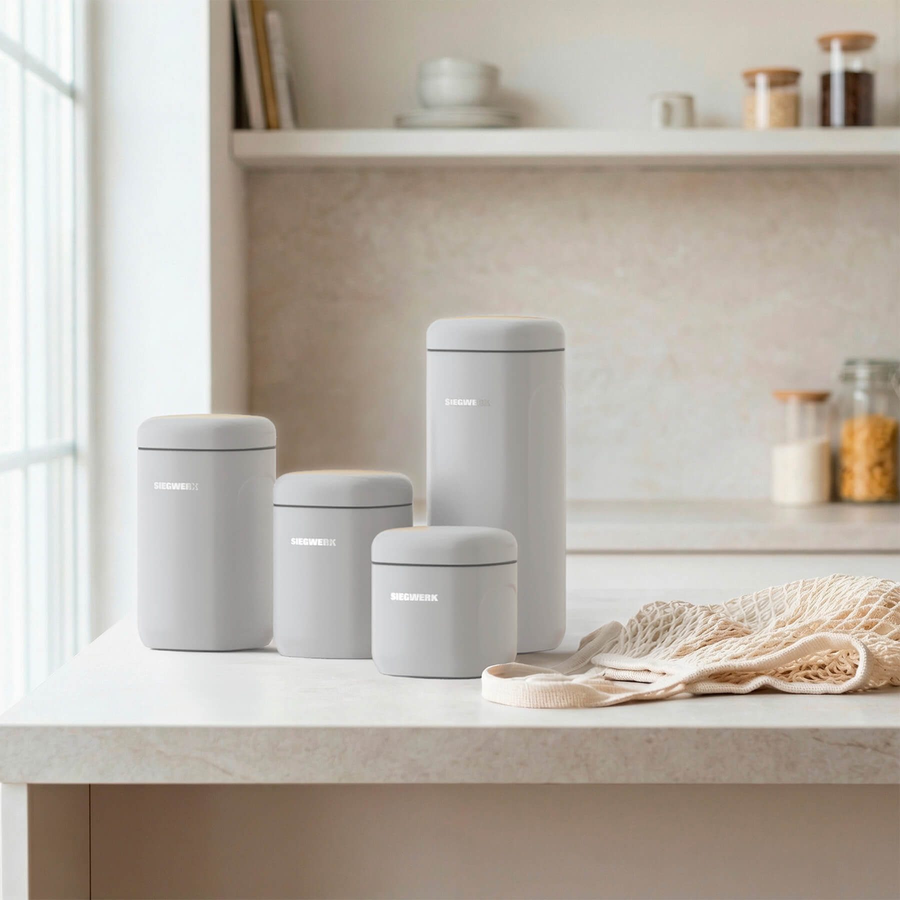 SIEGWERK Vorratsdose SIEGWERK - CUBO L 1,7l aus Metall kombinierbar, Stahlblech pulverbeschichtet