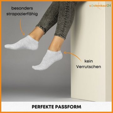 sockenkauf24 Sneakersocken 10 Paar Basic Sneaker Socken Herren & Damen aus Baumwolle (Grau, 43-46) mit Komfortbund (Basicline) - 70202T WP