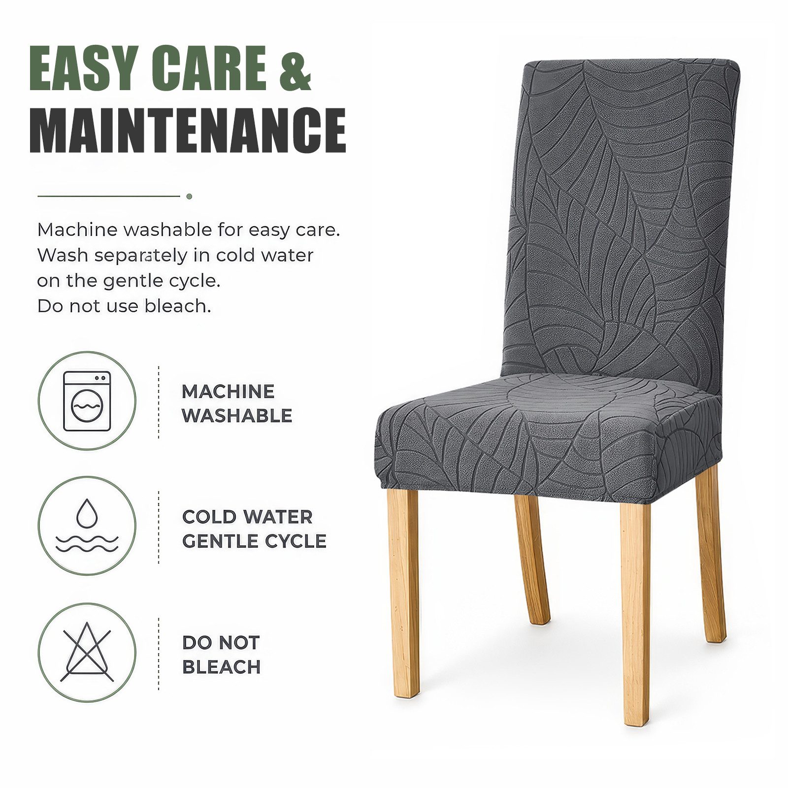 BlingBin Stuhlhusse Stretch Stuhlhussen für Esszimmer, Abnehmbar und Waschbar Stuhlbezüge, Parsons-Stuhlbezüge, Stuhlschutz für Küche, Hotel, Restaurant, Grau