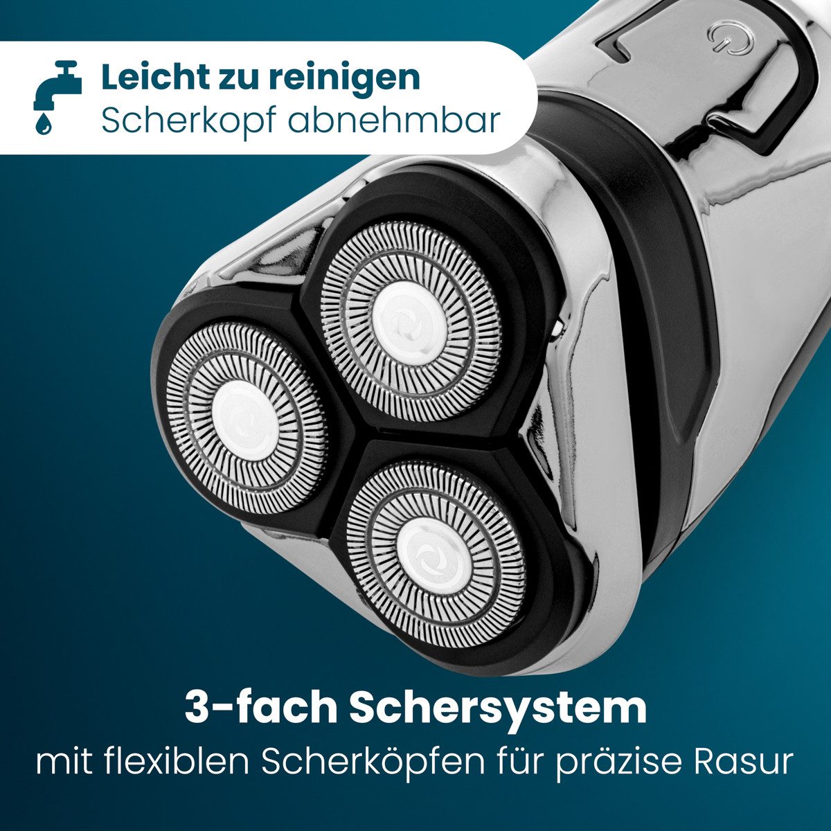 ProfiCare Elektrorasierer PC-HR 3139, Rasierer Herren elektrisch, 3-fach Schersystem