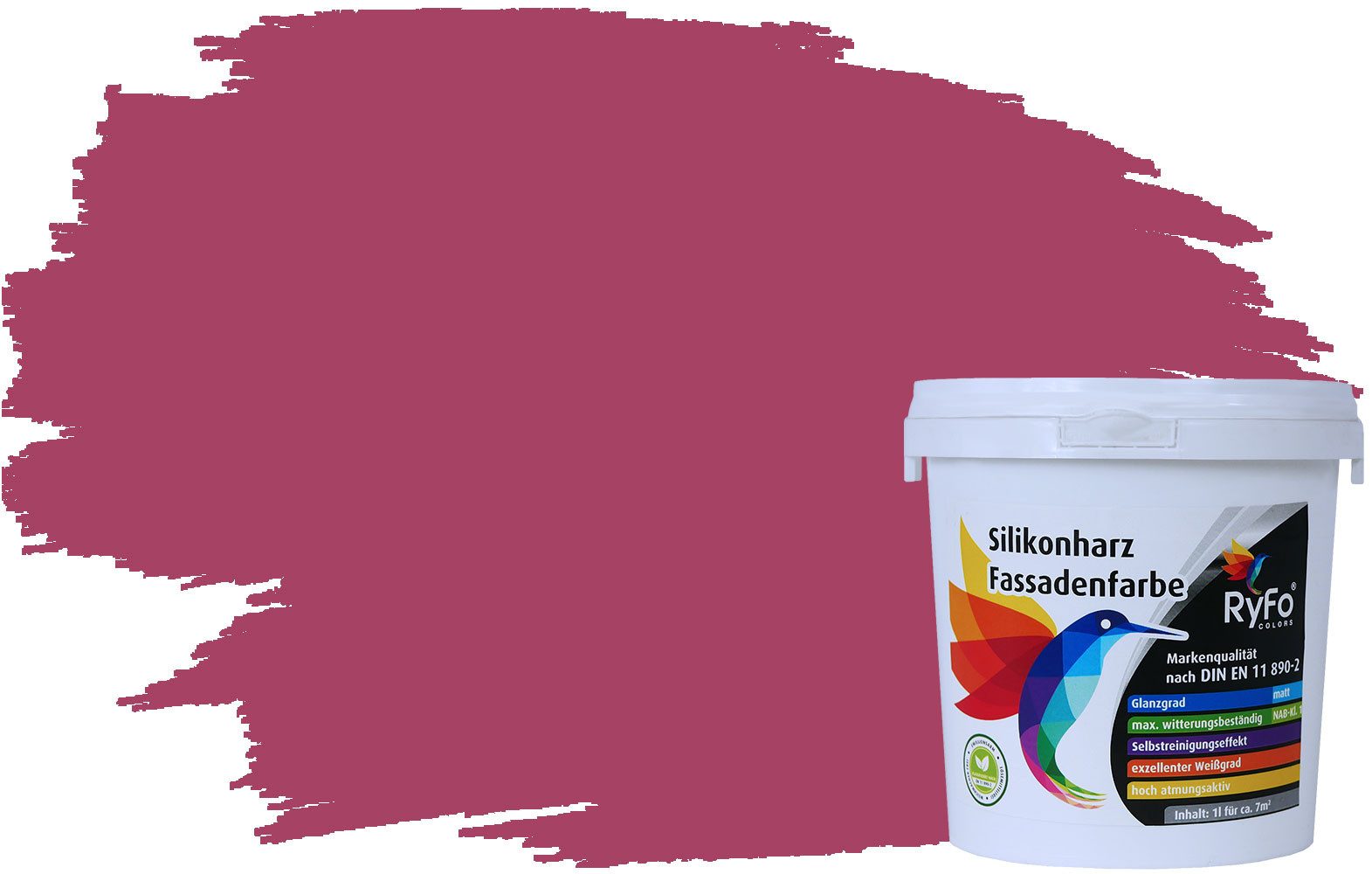 RyFo Colors Fassadenfarbe Silikonharz Fassadenfarbe Rottöne, 1 L ca. 6 m², Wasserabweisend, diffusionsfähig, schützt vor Schmutz, UV-beständig