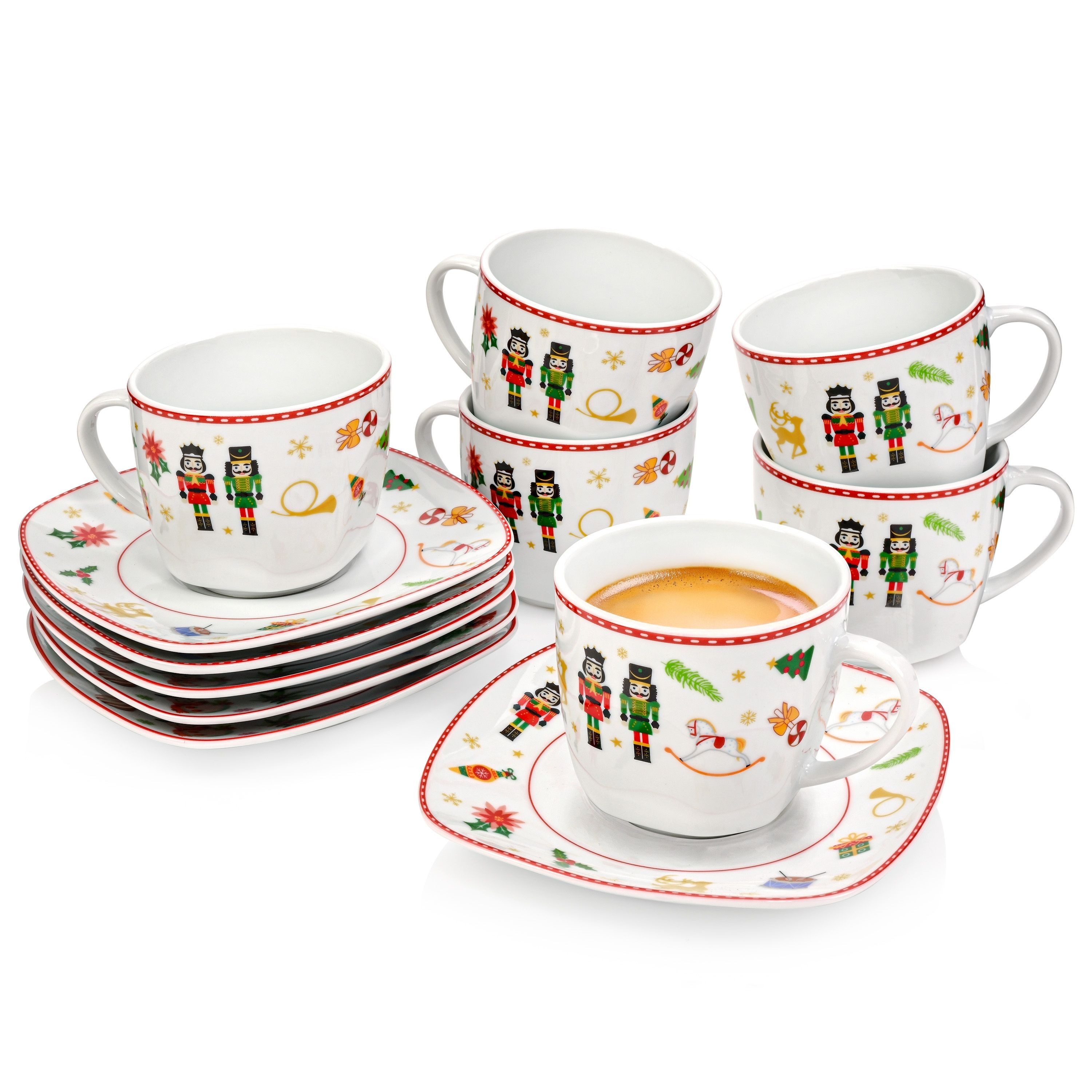 SÄNGER Tasse Bilgola, Porzellan, Nussknacker, 12 tlg. Кофейные чашки Set, Erweiterbar, PREMIUM COLLECTION
