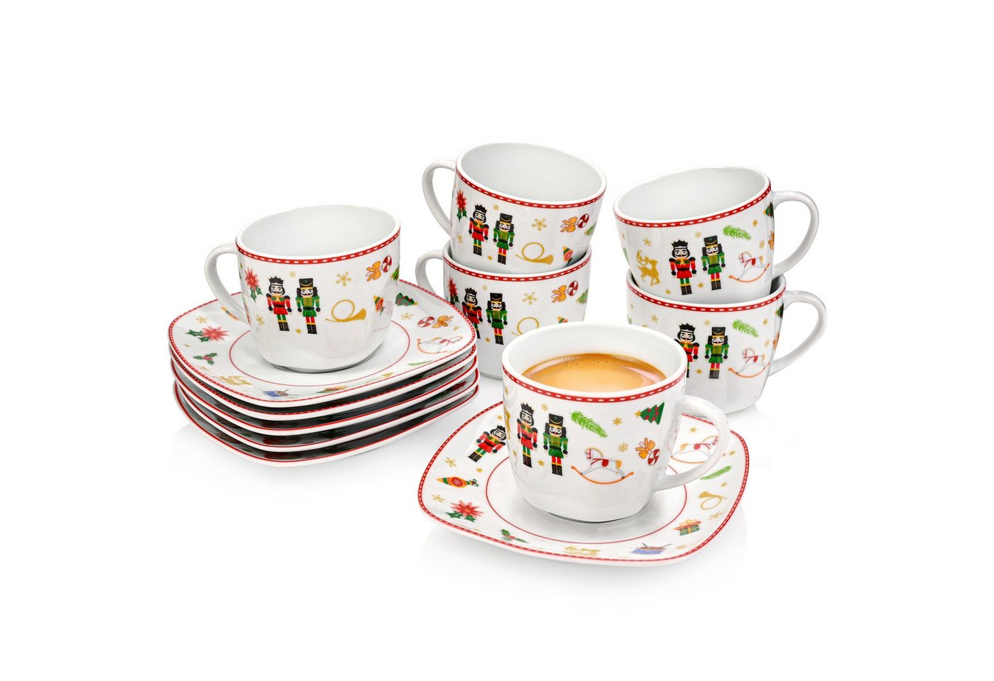 SÄNGER Tasse Bilgola, 12-tlg., Porzellan, Nussknacker, 12 tlg. Kaffeetassen Set, Erweiterbar, PREMIUM COLLECTION