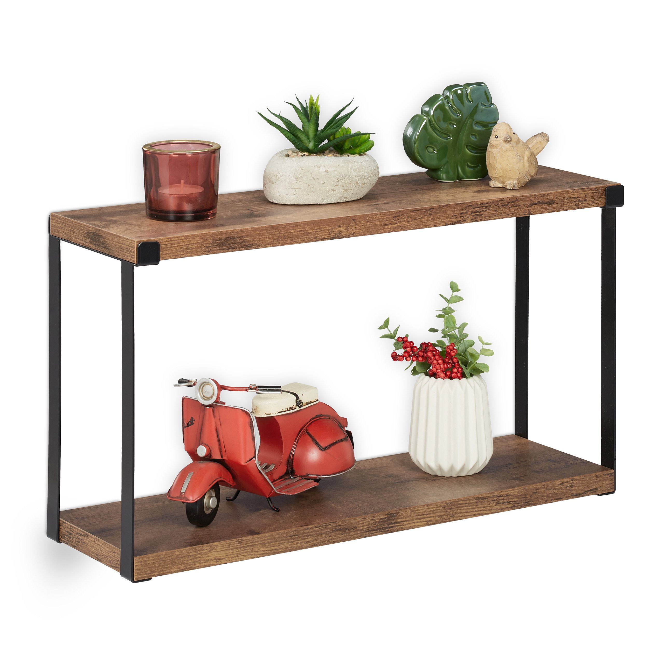relaxdays Wandregal Industrial mit 2 Ablage günstig online kaufen