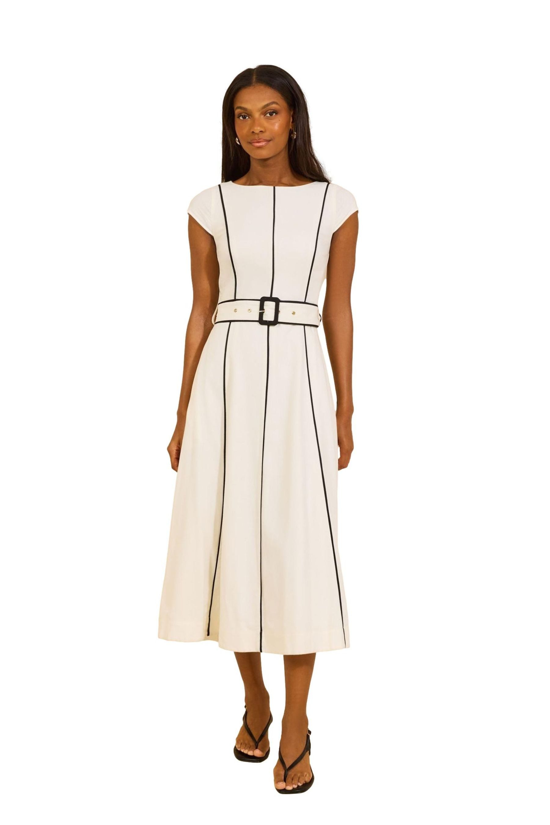 LIPSY Midikleid Lipsy Midi-Skaterkleid mit Gürtel, Randstreifen (1-tlg)