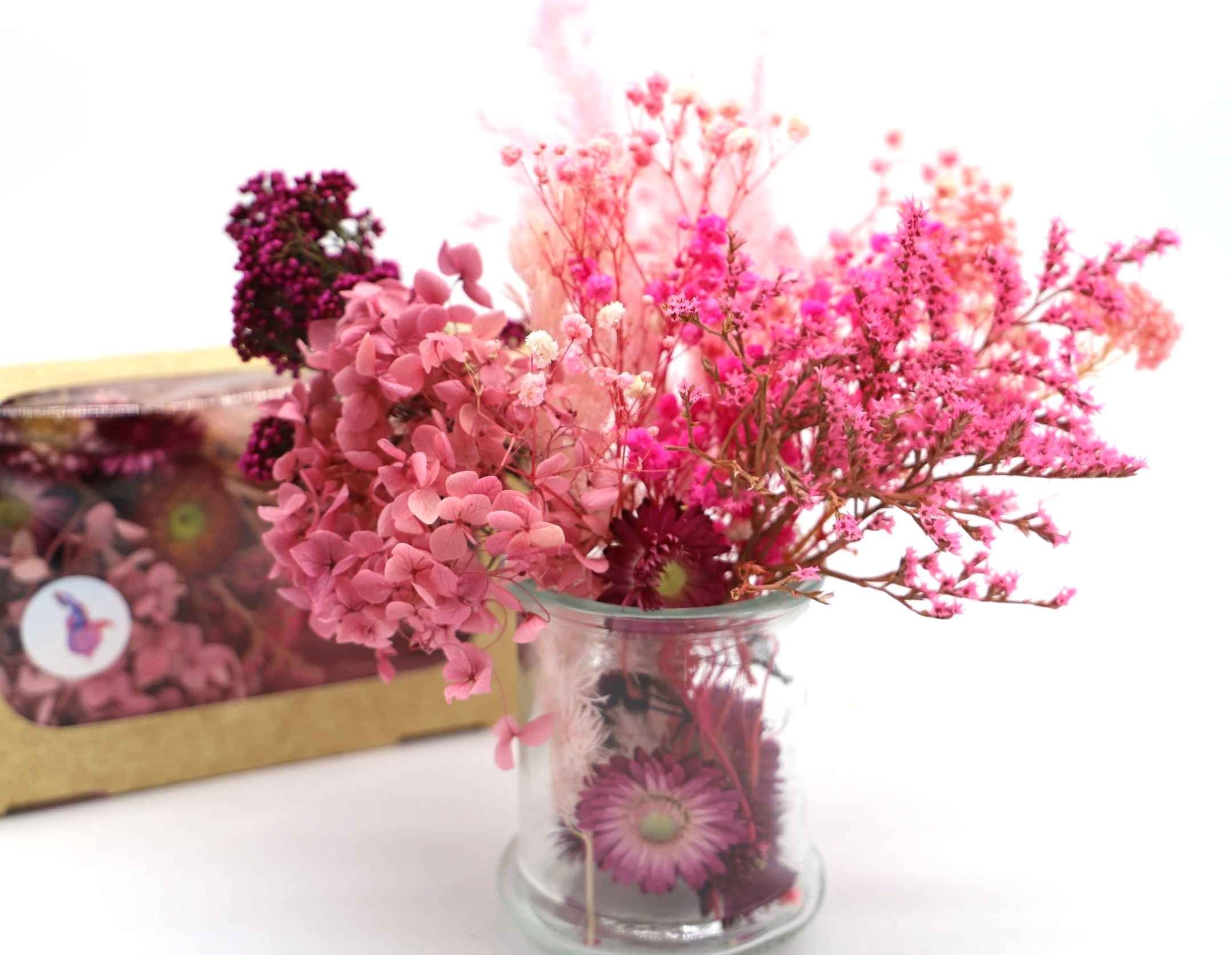 Trockenblume Getrocknete Blüten in frohen Farben Töne, - Kunstharz.Art Pinke