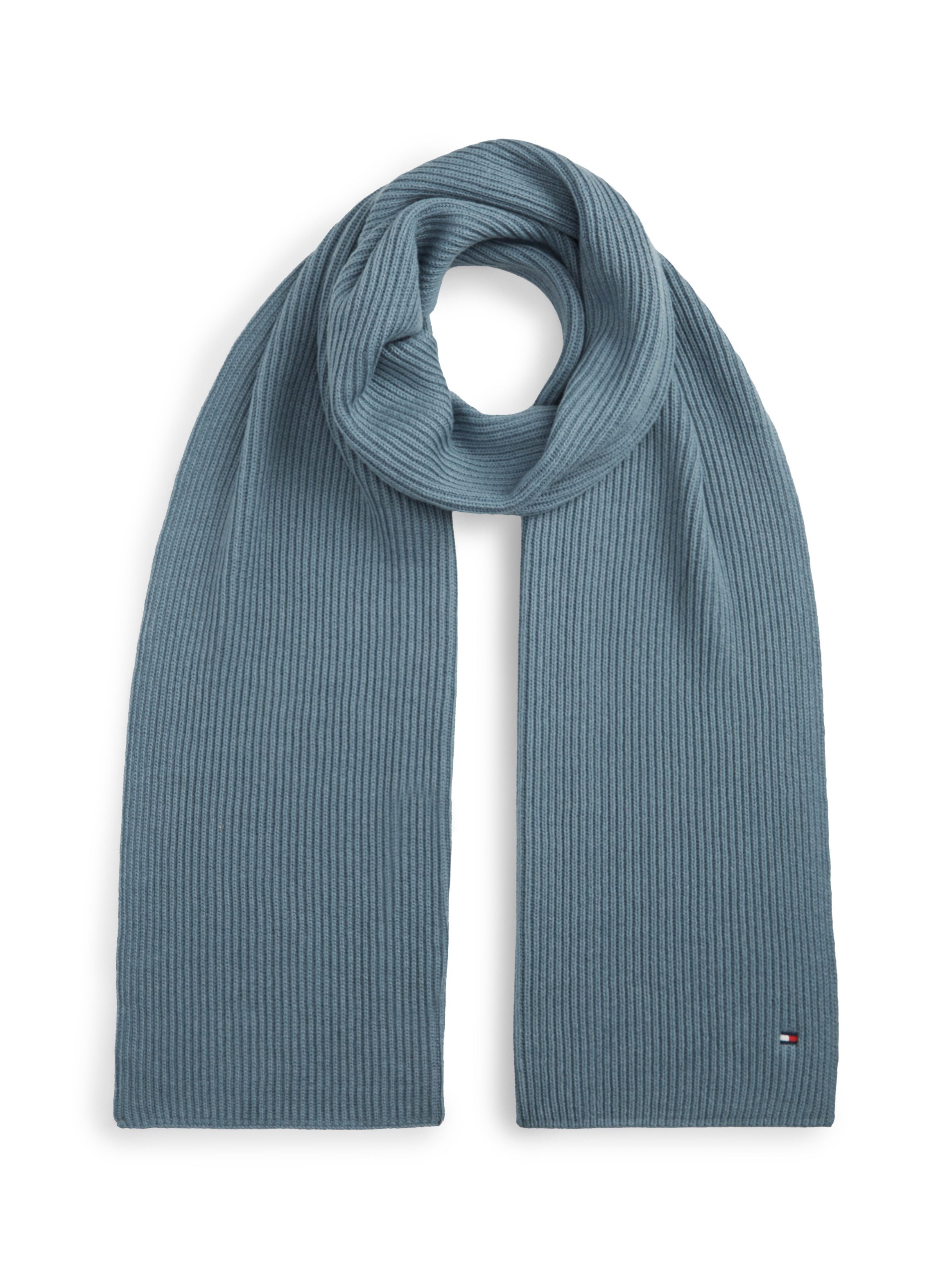 Tommy Hilfiger Strickschal TH FLAG PIMA COTTON CASH SCARF, mit Logostickerei, mit Kaschmiranteil Unisex