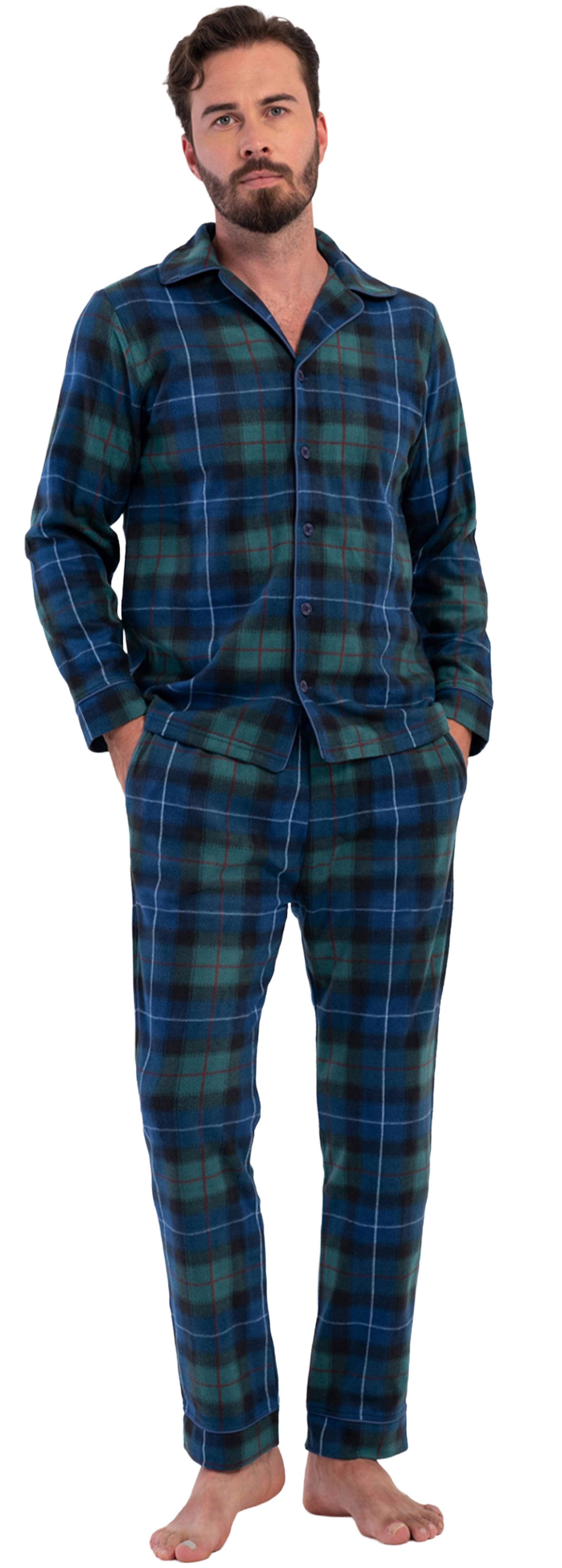Vienetta Schlafanzug Herren Fleece Pyjama (2 tlg) Modisches Design